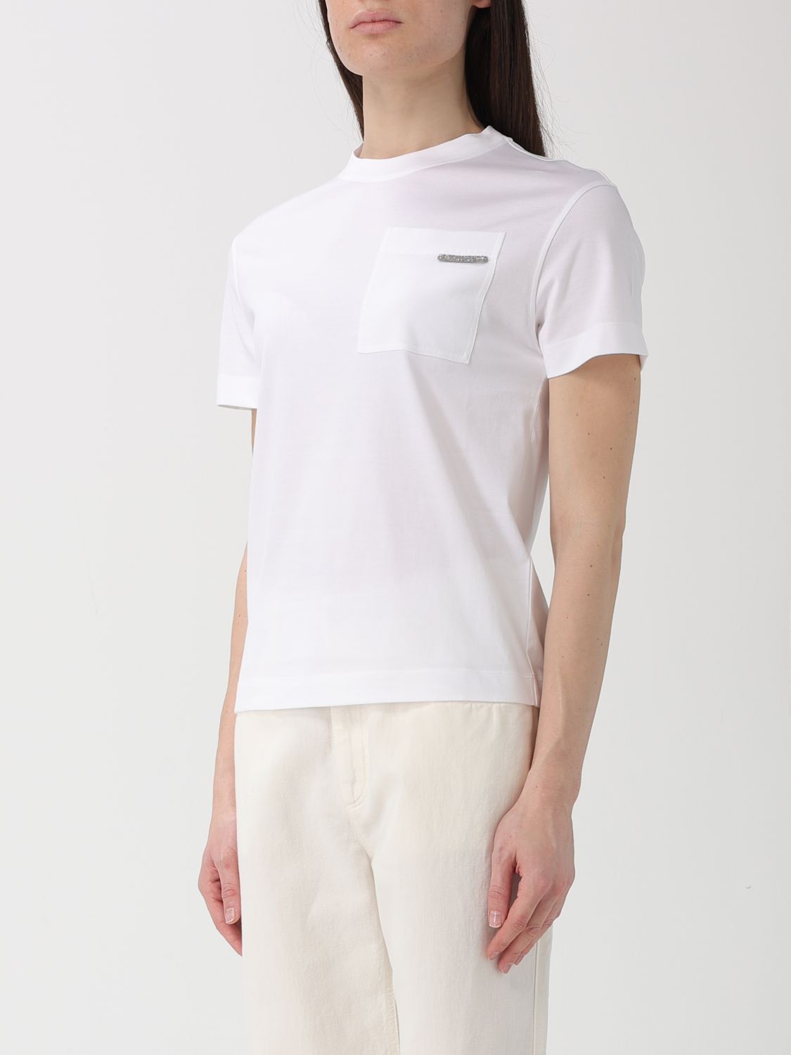 Brunello Cucinelli Brunello Cucinelli T-Shirt Woman White Size XL / US 12-14 / IT 48-50 - 4 Thumbnail