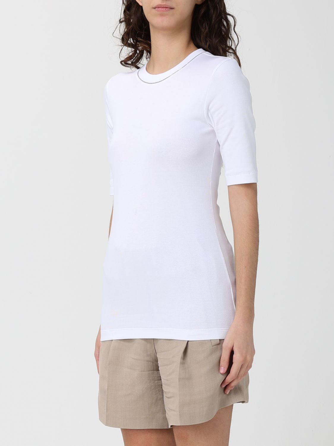 Brunello Cucinelli Brunello Cucinelli T-Shirt Woman White Size XL / US 12-14 / IT 48-50 - 4 Thumbnail