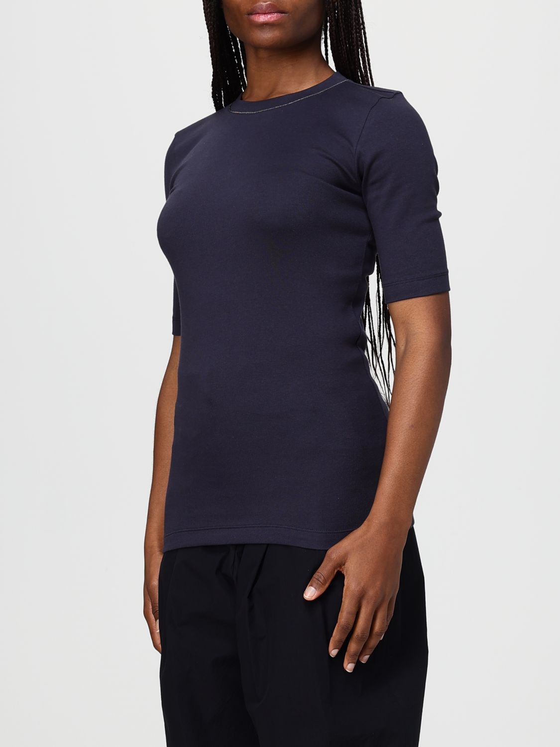 Brunello Cucinelli Brunello Cucinelli T-Shirt Woman Ocean Size S / US 4 / IT 40 - 4 Thumbnail