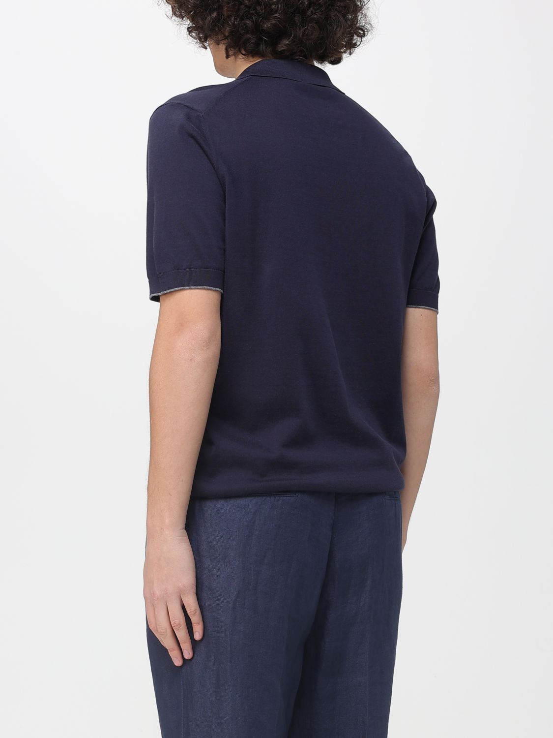 Brunello Cucinelli Brunello Cucinelli Polo Shirt Men Blue 1 Size US L / EU 52-54 / 3 - 3 Thumbnail