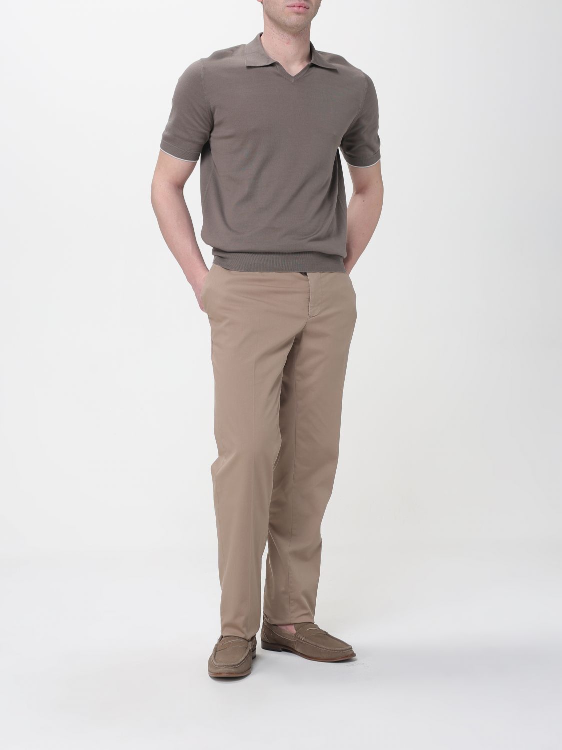 Brunello Cucinelli Brunello Cucinelli Polo Shirt Men Brown Size US XL / EU 56 / 4 - 2 Thumbnail