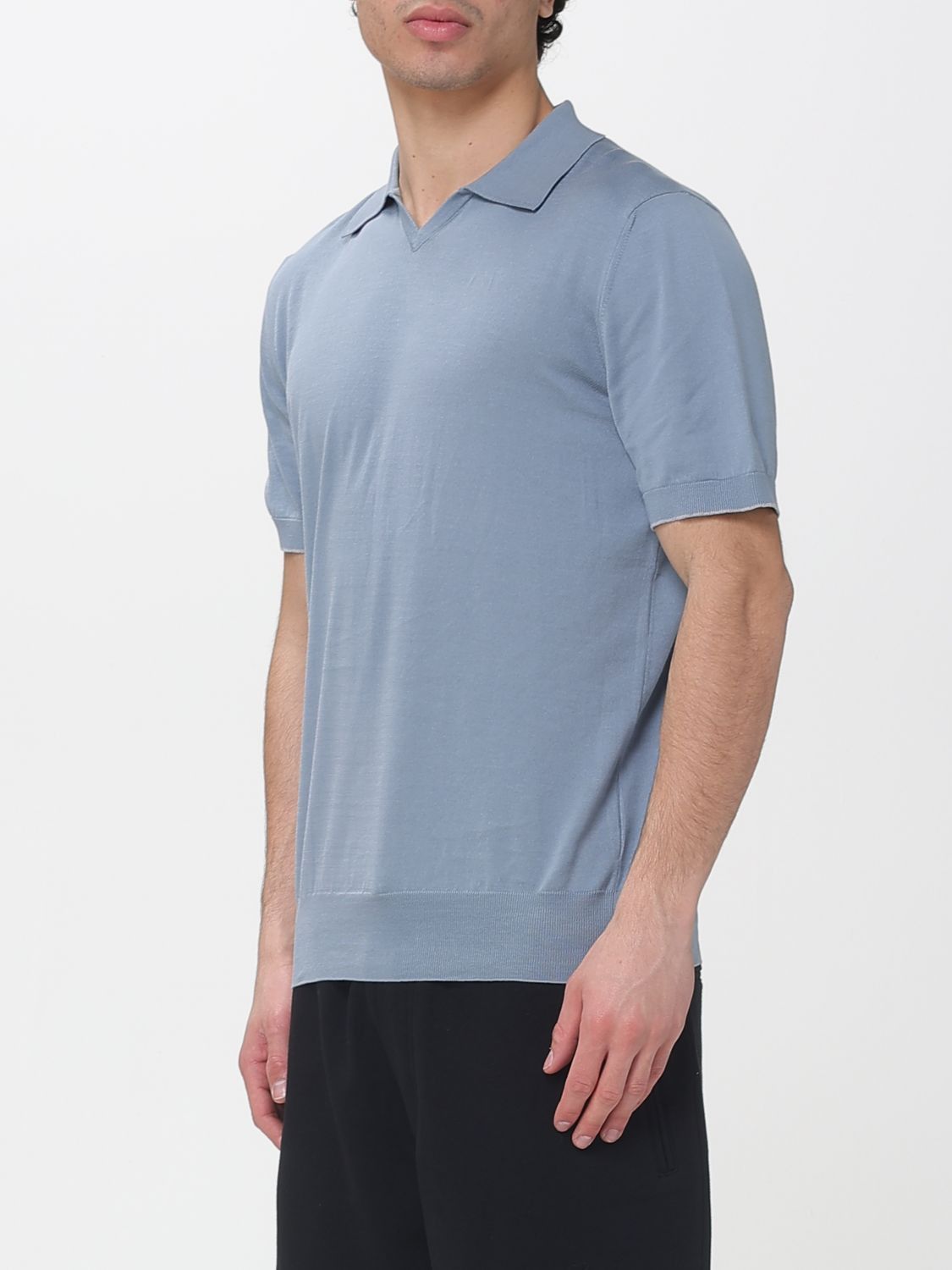 Brunello Cucinelli Brunello Cucinelli Polo Shirt Men Gnawed Blue Size US XL / EU 56 / 4 - 4 Thumbnail