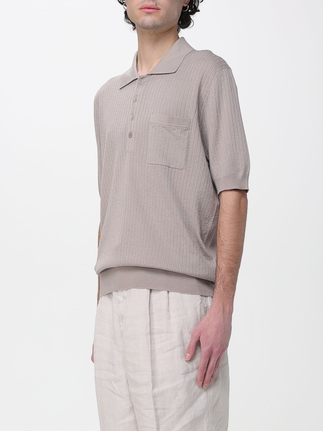 Brunello Cucinelli Brunello Cucinelli Polo Shirt Men Beige Size US XXL / EU 58 / 5 - 4 Thumbnail