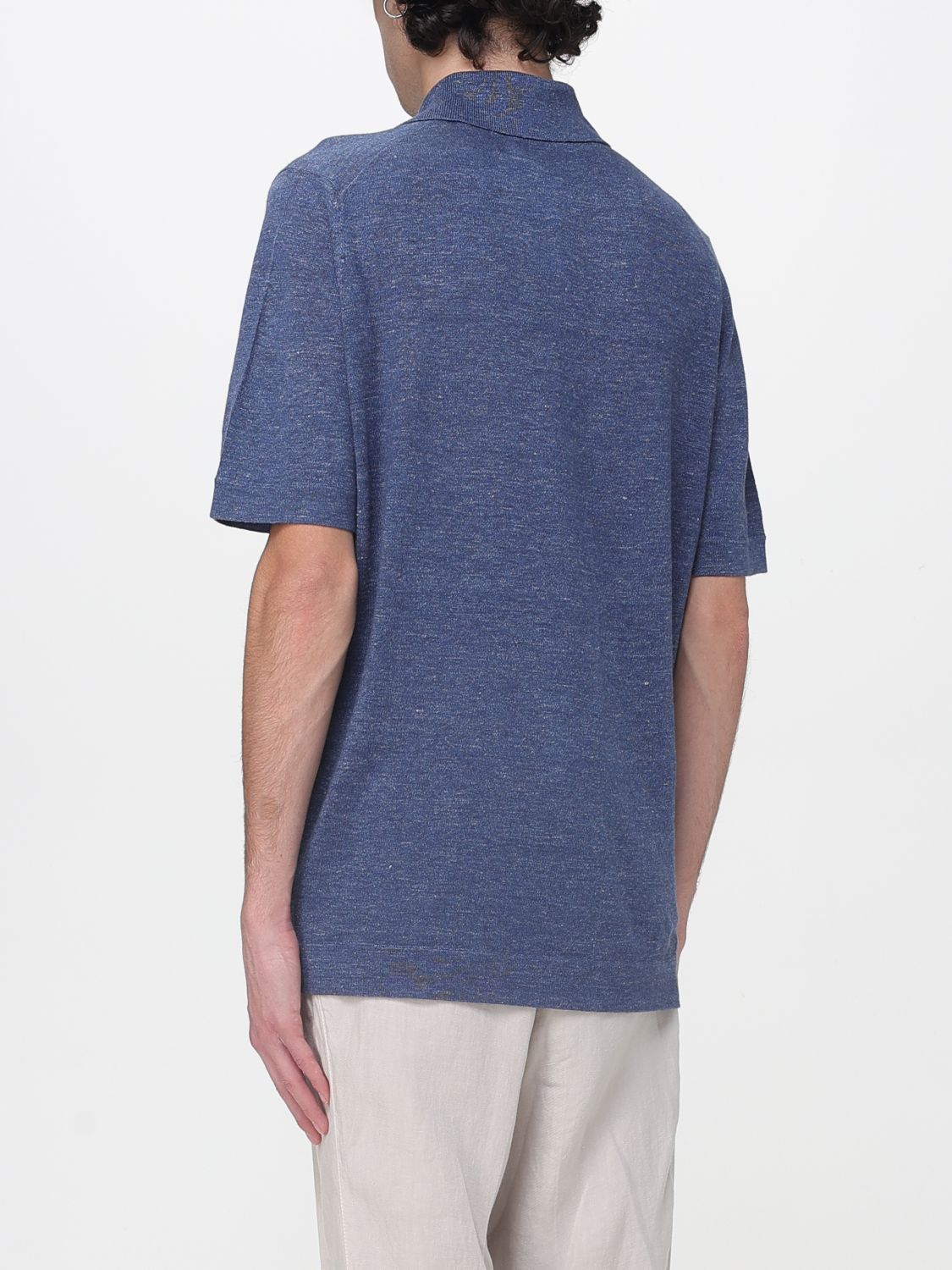 Brunello Cucinelli Brunello Cucinelli Polo Shirt Men Gnawed Blue Size US XXL / EU 58 / 5 - 3 Thumbnail