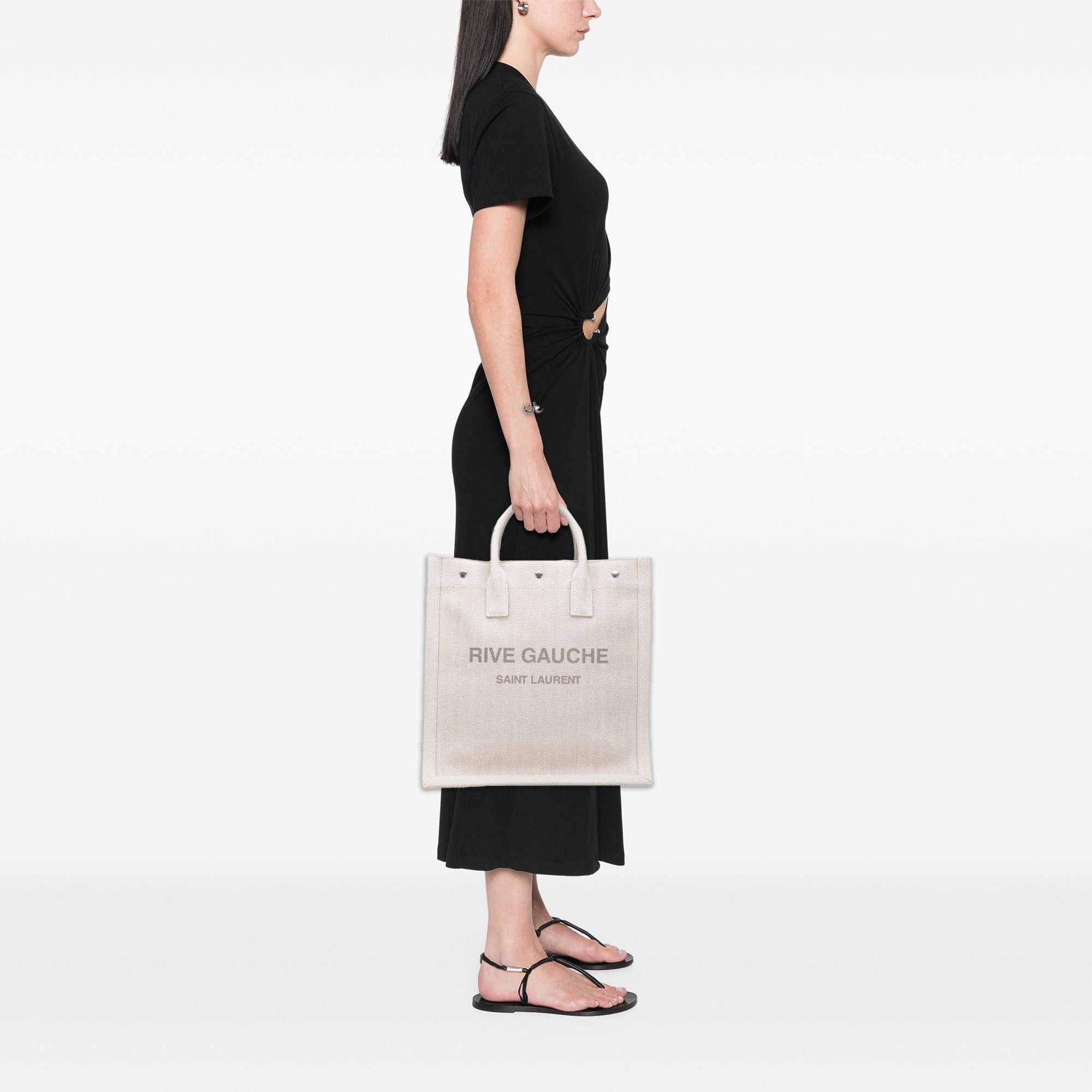 Saint Laurent Paris Canvas Rive Gauche North South Tote Size ONE SIZE - 11 Thumbnail
