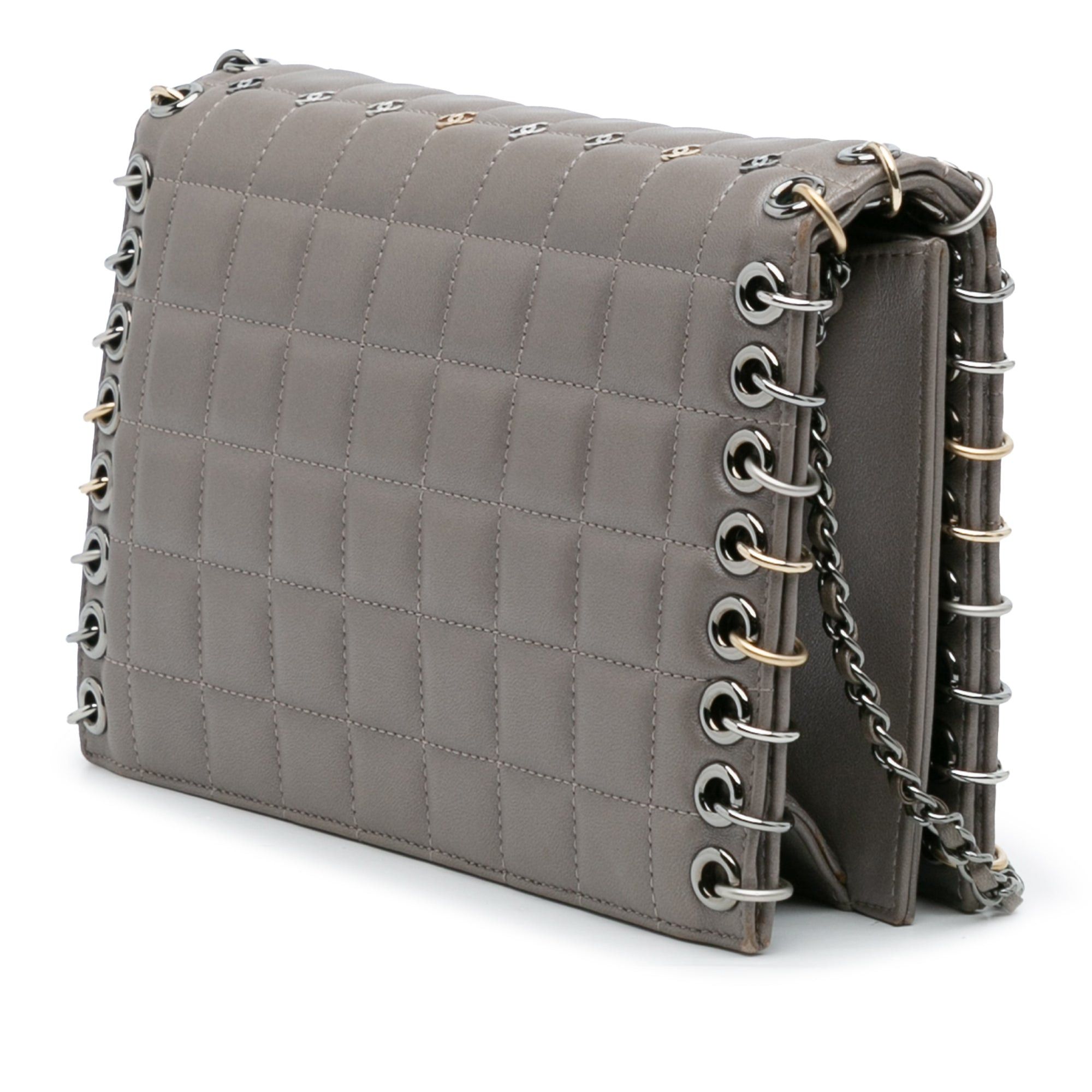 Chanel Small Lambskin Chocolate Bar CC Piercing Studded Chain Flap Size ONE SIZE - 2 Thumbnail
