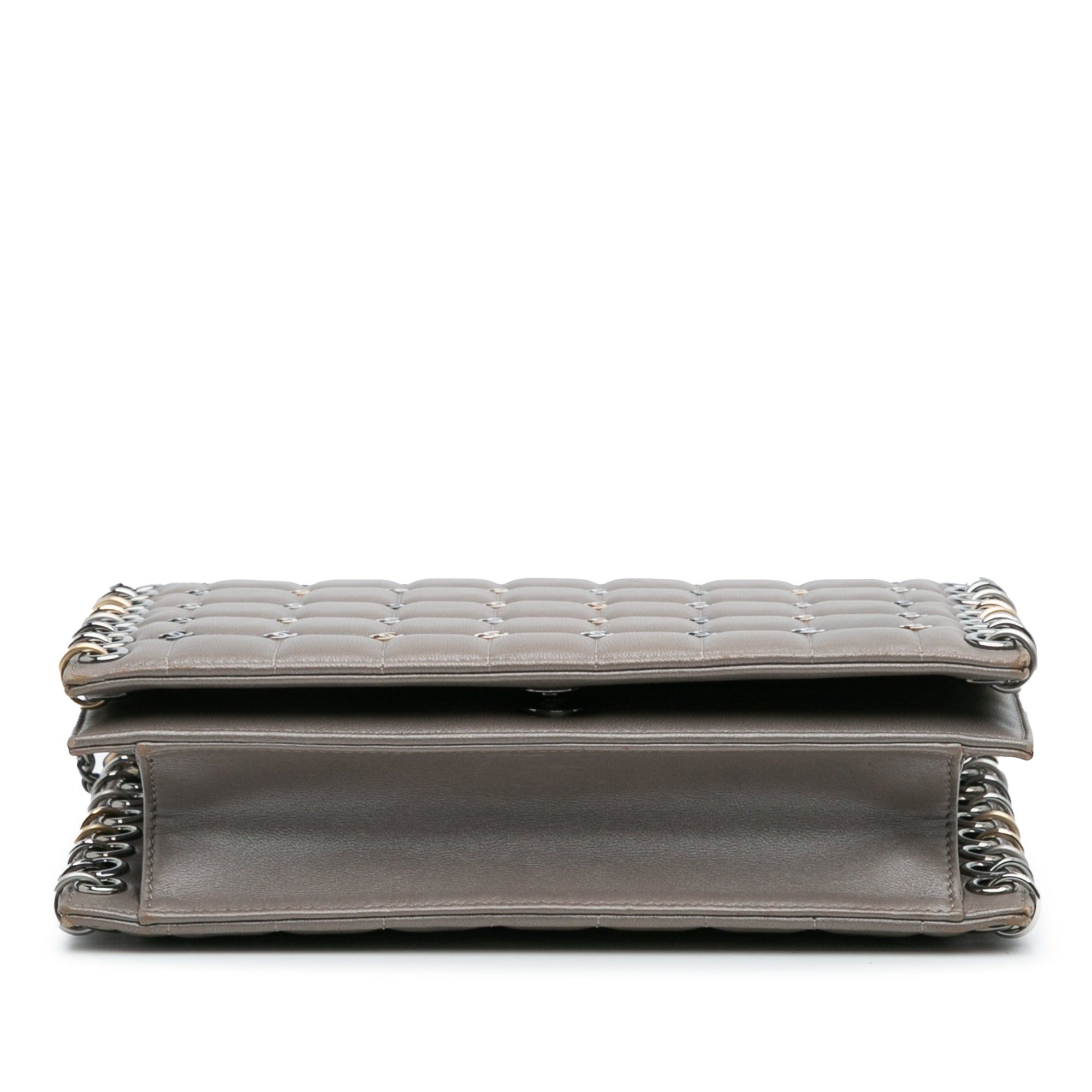 Chanel Small Lambskin Chocolate Bar CC Piercing Studded Chain Flap Size ONE SIZE - 3 Thumbnail