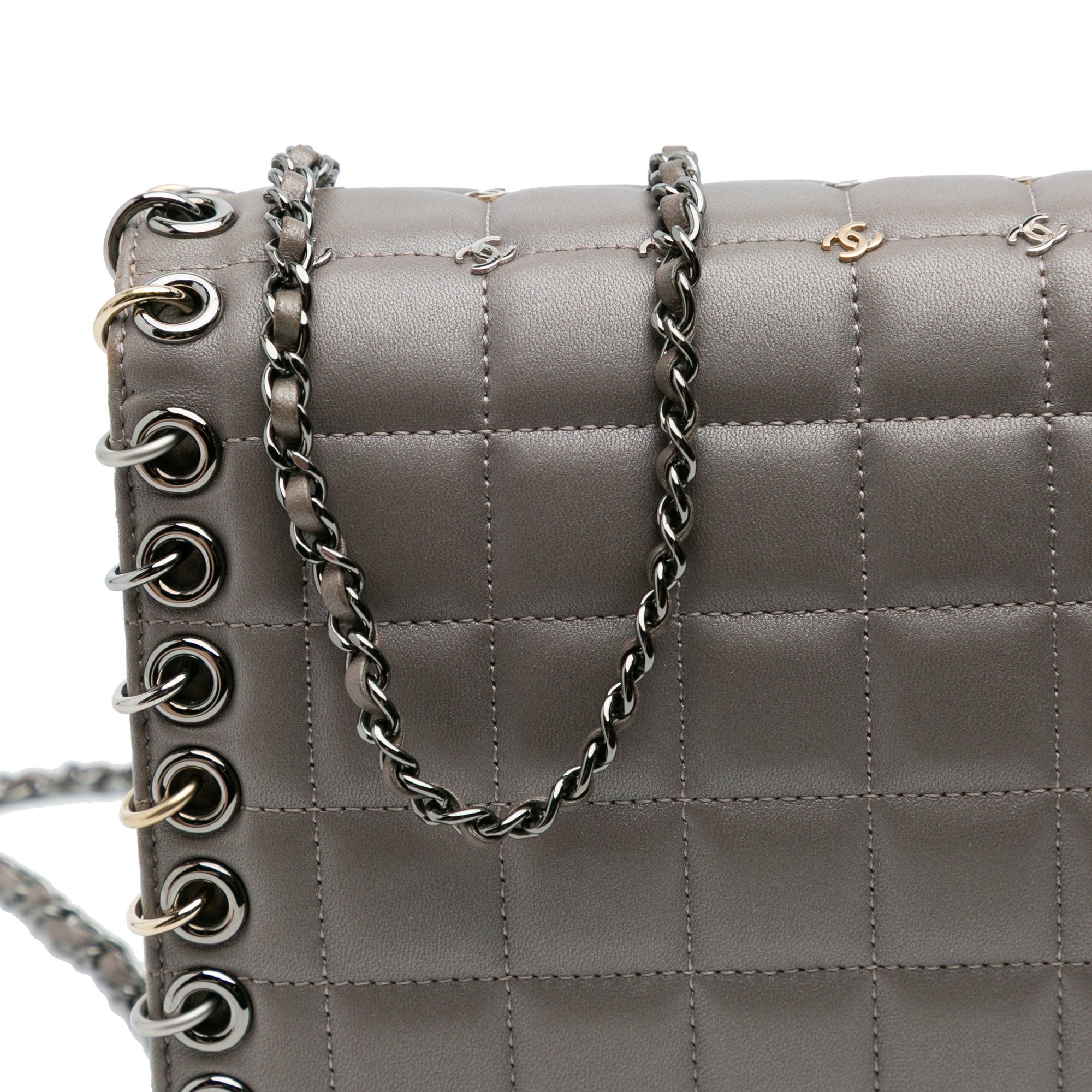 Chanel Small Lambskin Chocolate Bar CC Piercing Studded Chain Flap Size ONE SIZE - 8 Thumbnail