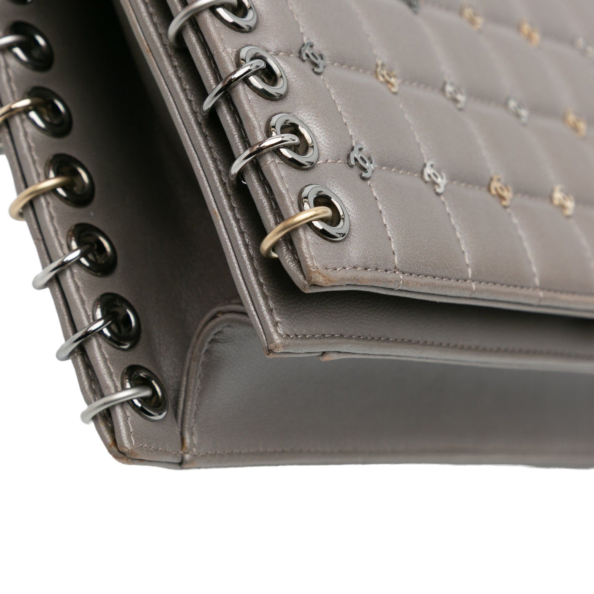 Chanel Small Lambskin Chocolate Bar CC Piercing Studded Chain Flap Size ONE SIZE - 10 Thumbnail