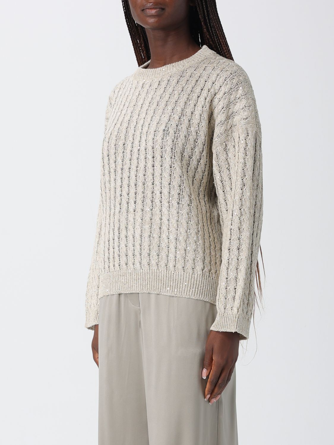 Brunello Cucinelli Brunello Cucinelli Sweater Woman Beige Size L / US 10 / IT 46 - 4 Thumbnail
