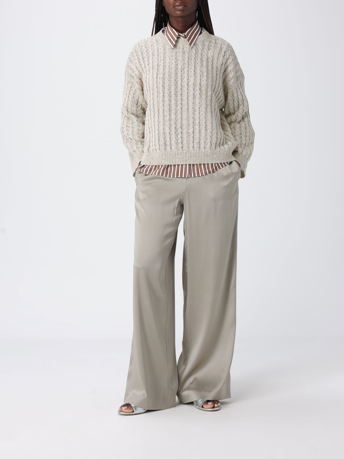 Brunello Cucinelli Brunello Cucinelli Sweater Woman Beige Size L / US 10 / IT 46 - 2 Thumbnail