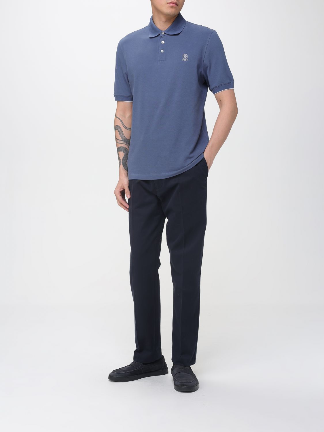Brunello Cucinelli Brunello Cucinelli Polo Shirt Men Blue Size US L / EU 52-54 / 3 - 2 Thumbnail