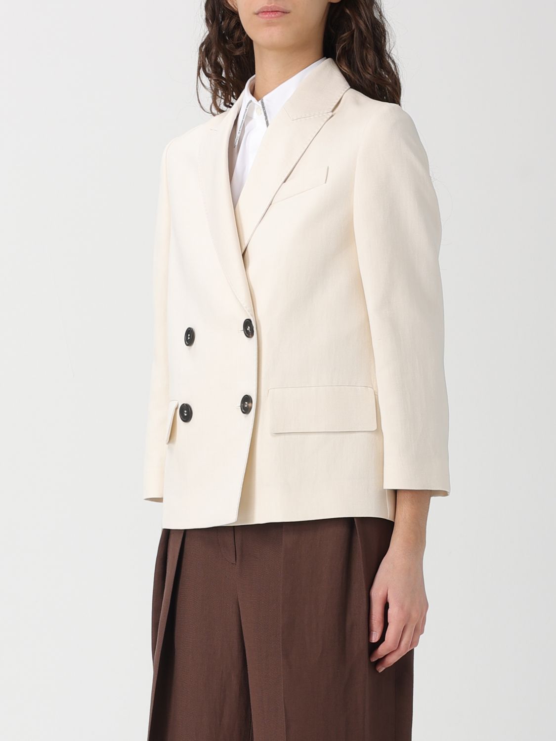 Brunello Cucinelli Brunello Cucinelli Jacket Woman Cream Size L / US 10 / IT 46 - 4 Thumbnail