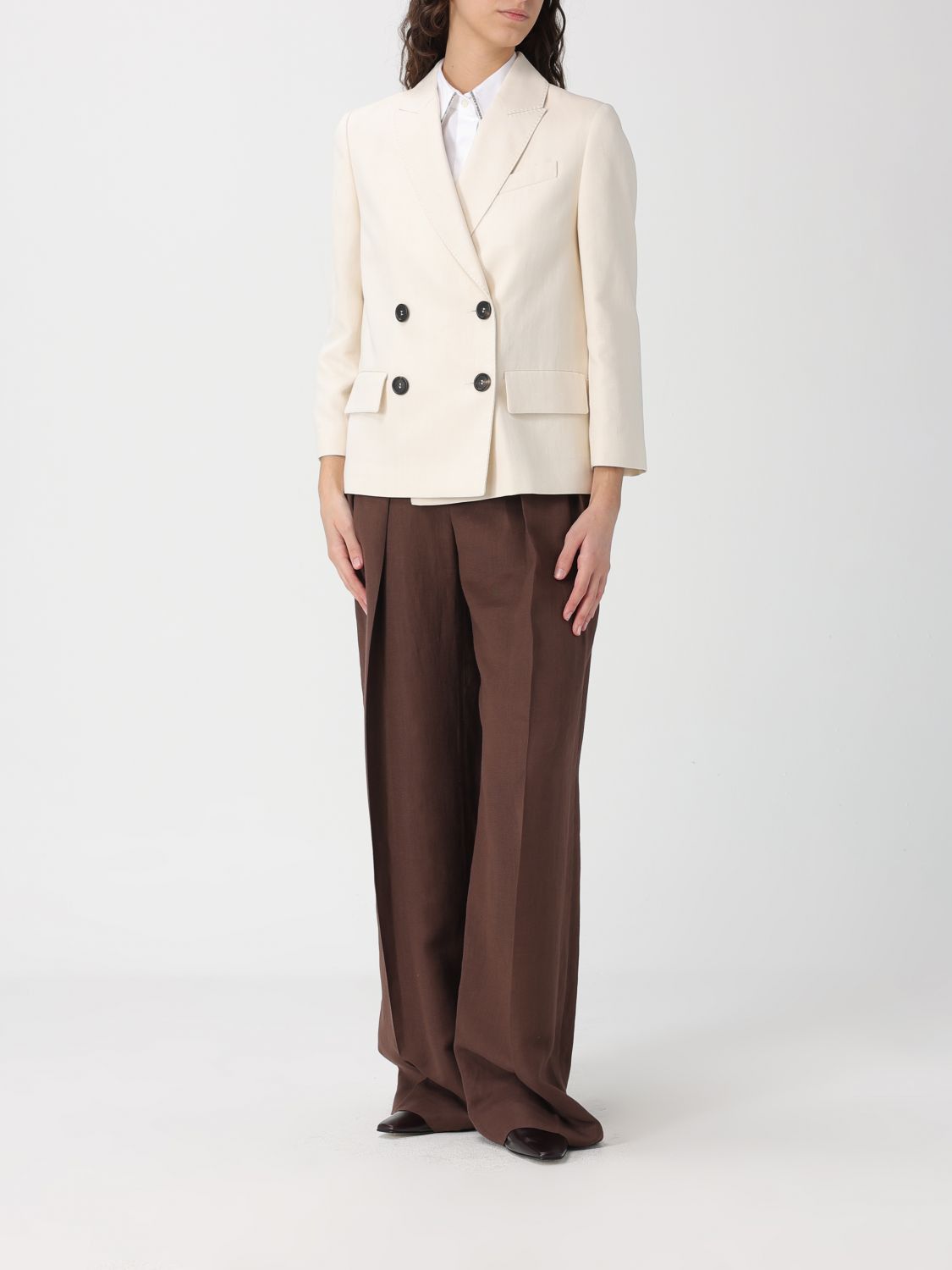 Brunello Cucinelli Brunello Cucinelli Jacket Woman Cream Size L / US 10 / IT 46 - 2 Thumbnail