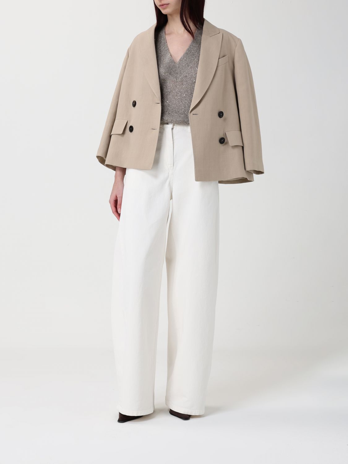 Brunello Cucinelli Brunello Cucinelli Jacket Woman Beige Size XS / US 0-2 / IT 36-38 - 2 Thumbnail