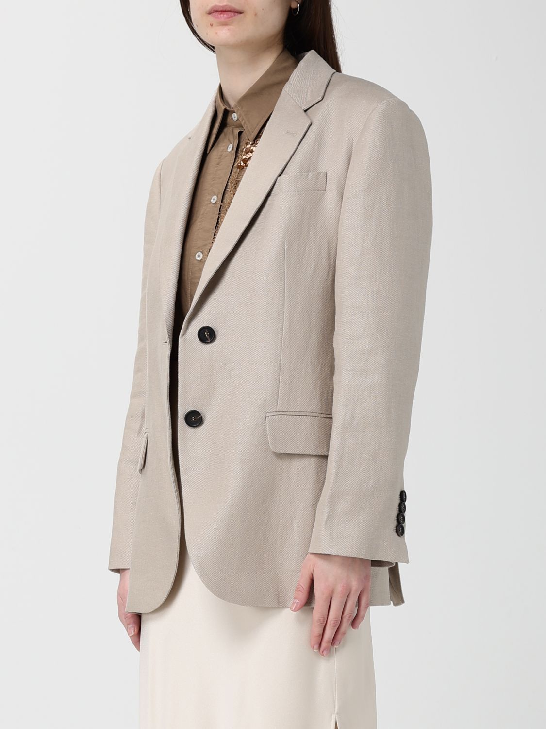 Brunello Cucinelli Brunello Cucinelli Jacket Woman Beige Size M / US 6-8 / IT 42-44 - 4 Thumbnail