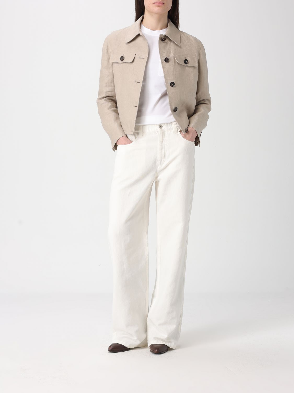 Brunello Cucinelli Brunello Cucinelli Jacket Woman Beige Size M / US 6-8 / IT 42-44 - 2 Thumbnail