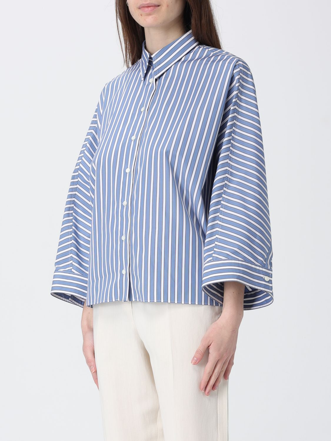 Brunello Cucinelli Brunello Cucinelli Shirt Woman Blue Size S / US 4 / IT 40 - 4 Thumbnail