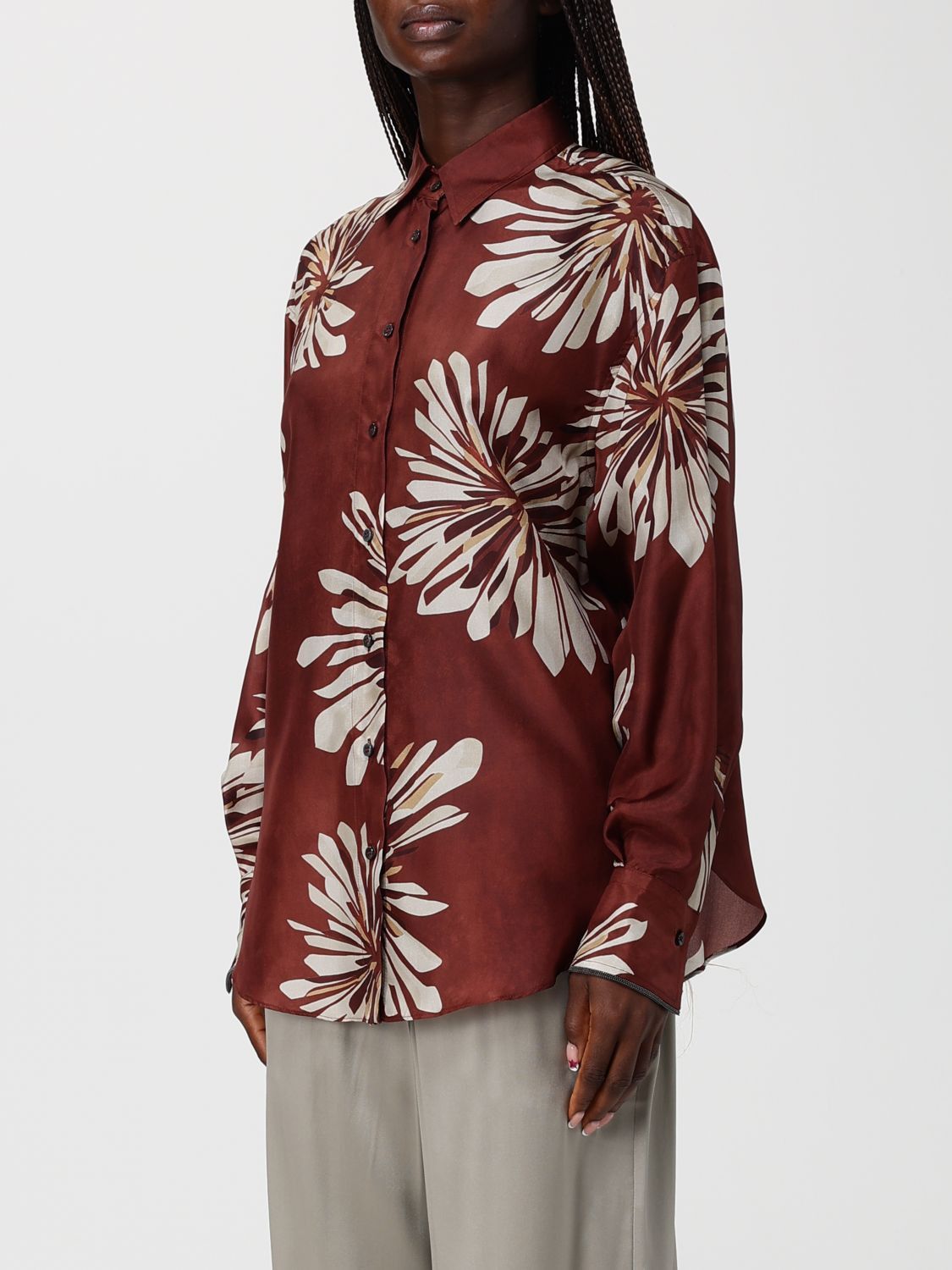 Brunello Cucinelli Brunello Cucinelli Shirt Woman Burgundy Size S / US 4 / IT 40 - 4 Thumbnail