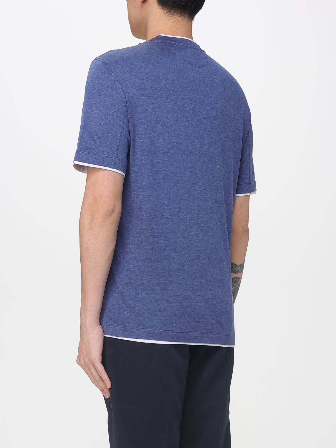 Brunello Cucinelli Brunello Cucinelli T-Shirt Men Blue Size US L / EU 52-54 / 3 - 3 Thumbnail