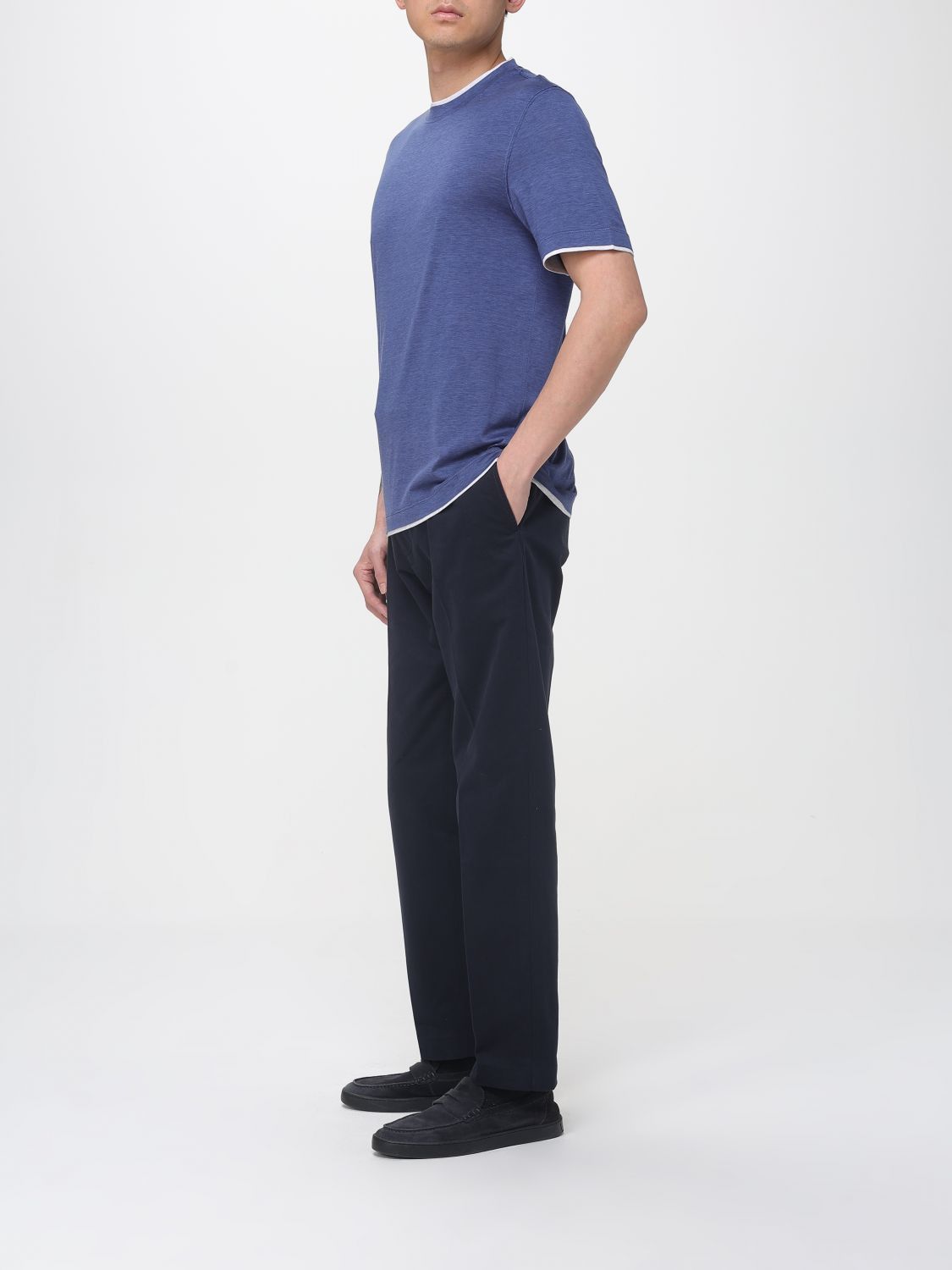 Brunello Cucinelli Brunello Cucinelli T-Shirt Men Blue Size US L / EU 52-54 / 3 - 2 Thumbnail