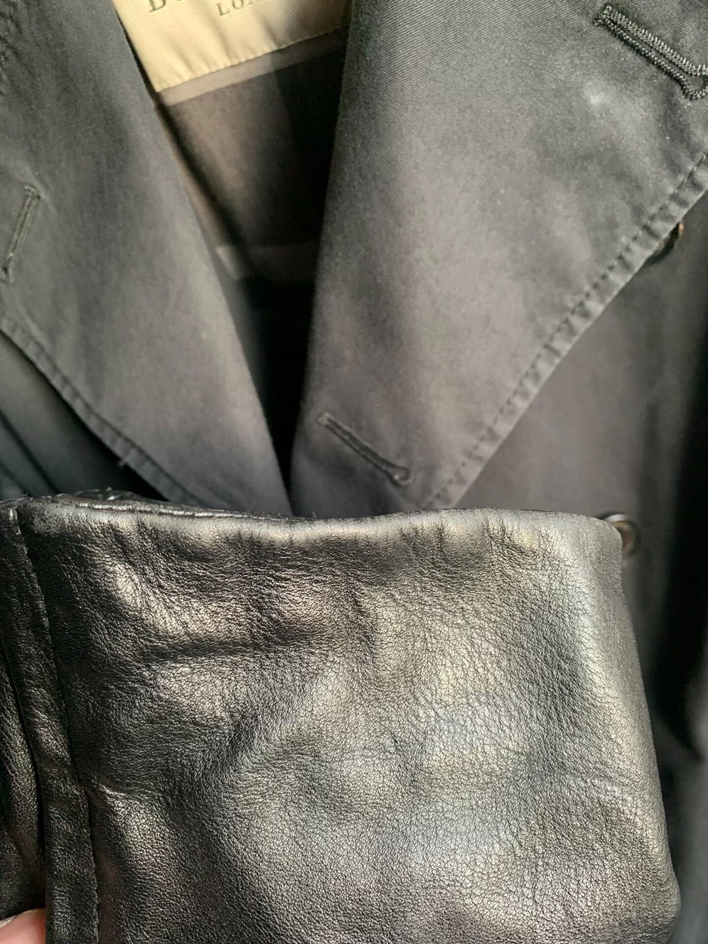 Burberry Burberry Black Leather Patch Trench Coat Size US M / EU 48-50 / 2 - 4 Thumbnail