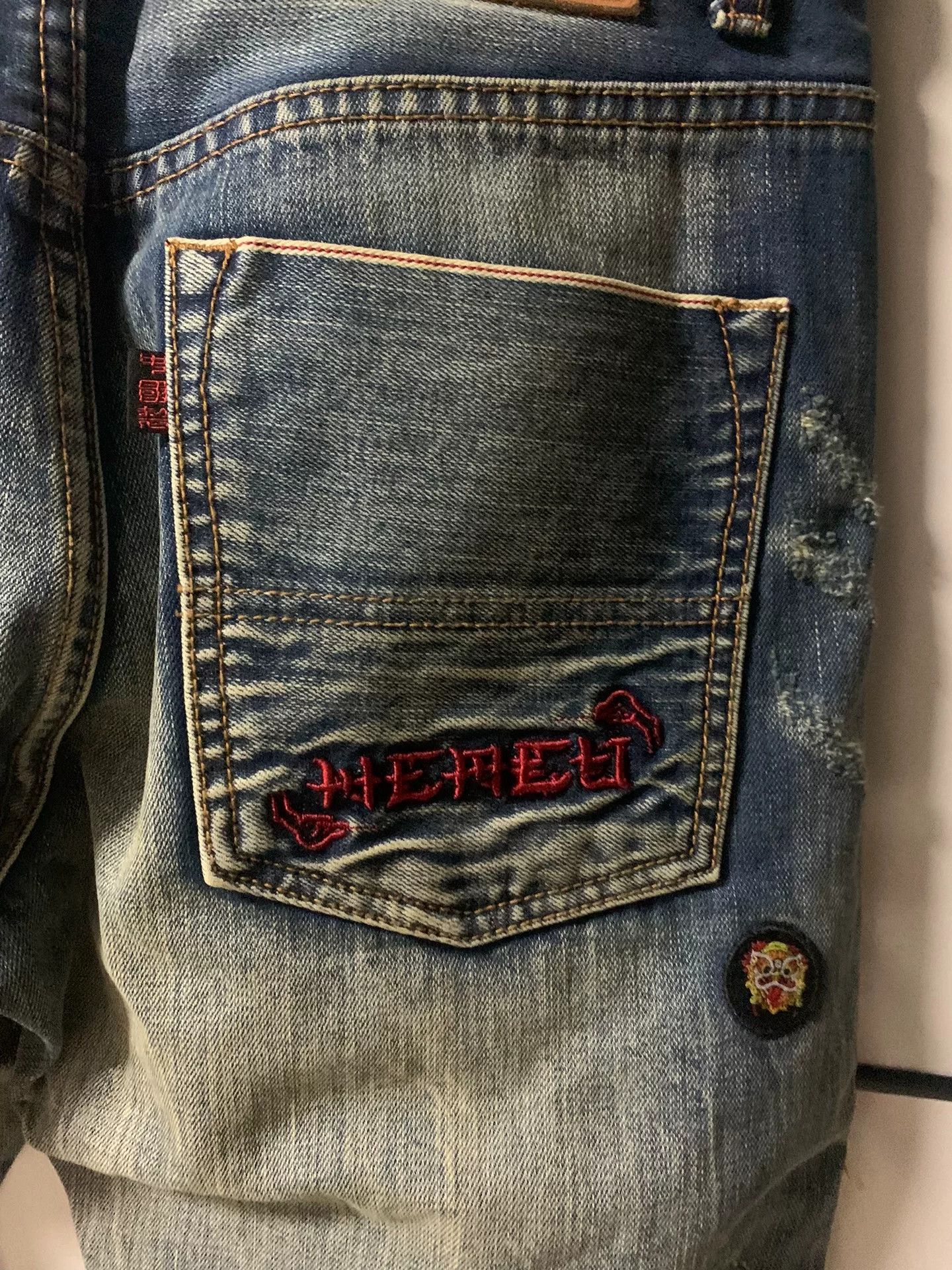 CLOT HEA ACU Distressed Raw Denim Jeans Size US 32 / EU 48 - 6 Thumbnail