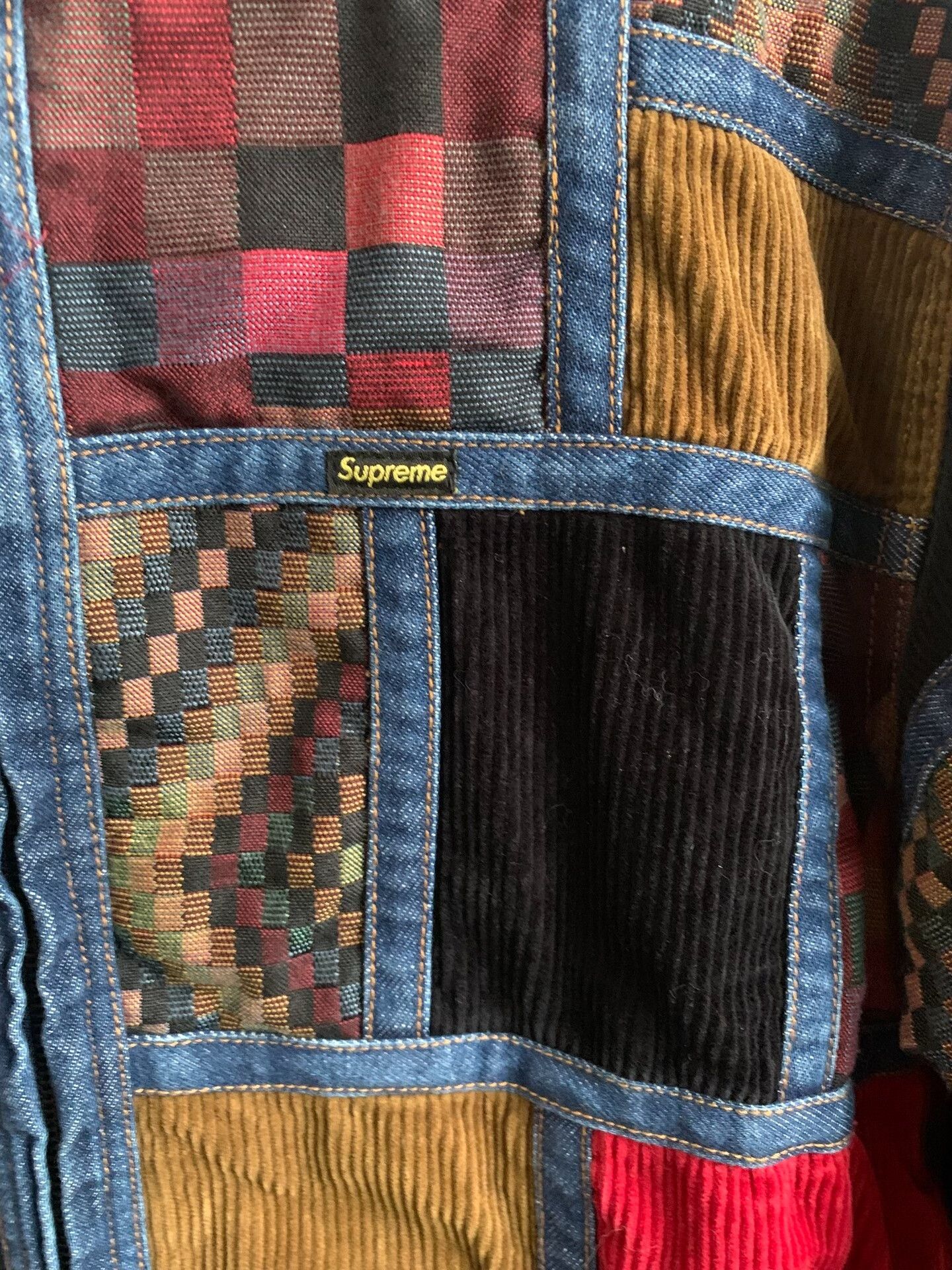 Supreme Supreme 18FW Corduroy Patchwork Denim Jacket Size US L / EU 52-54 / 3 - 4 Thumbnail