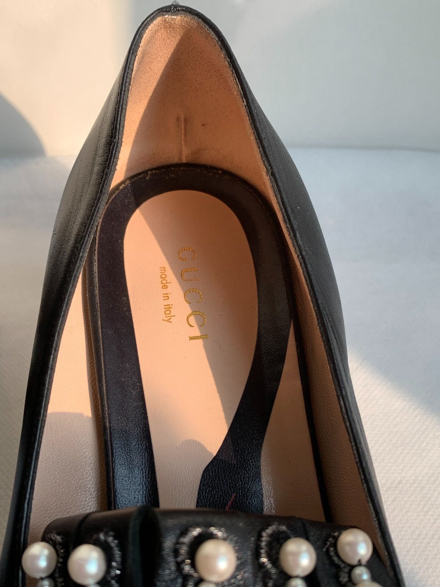 Gucci Gucci Black Pearl Leather Shoes 37.5 Size US 6.5 / IT 36.5 - 3 Thumbnail