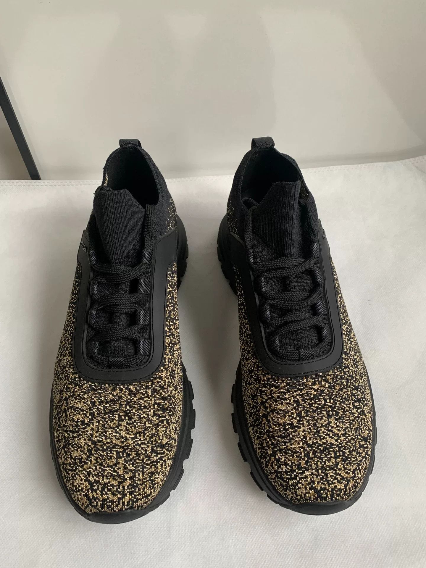 Prada Prada Black Gold Woven Low-Top Sneakers Size US 9.5 / EU 42-43 - 2 Thumbnail