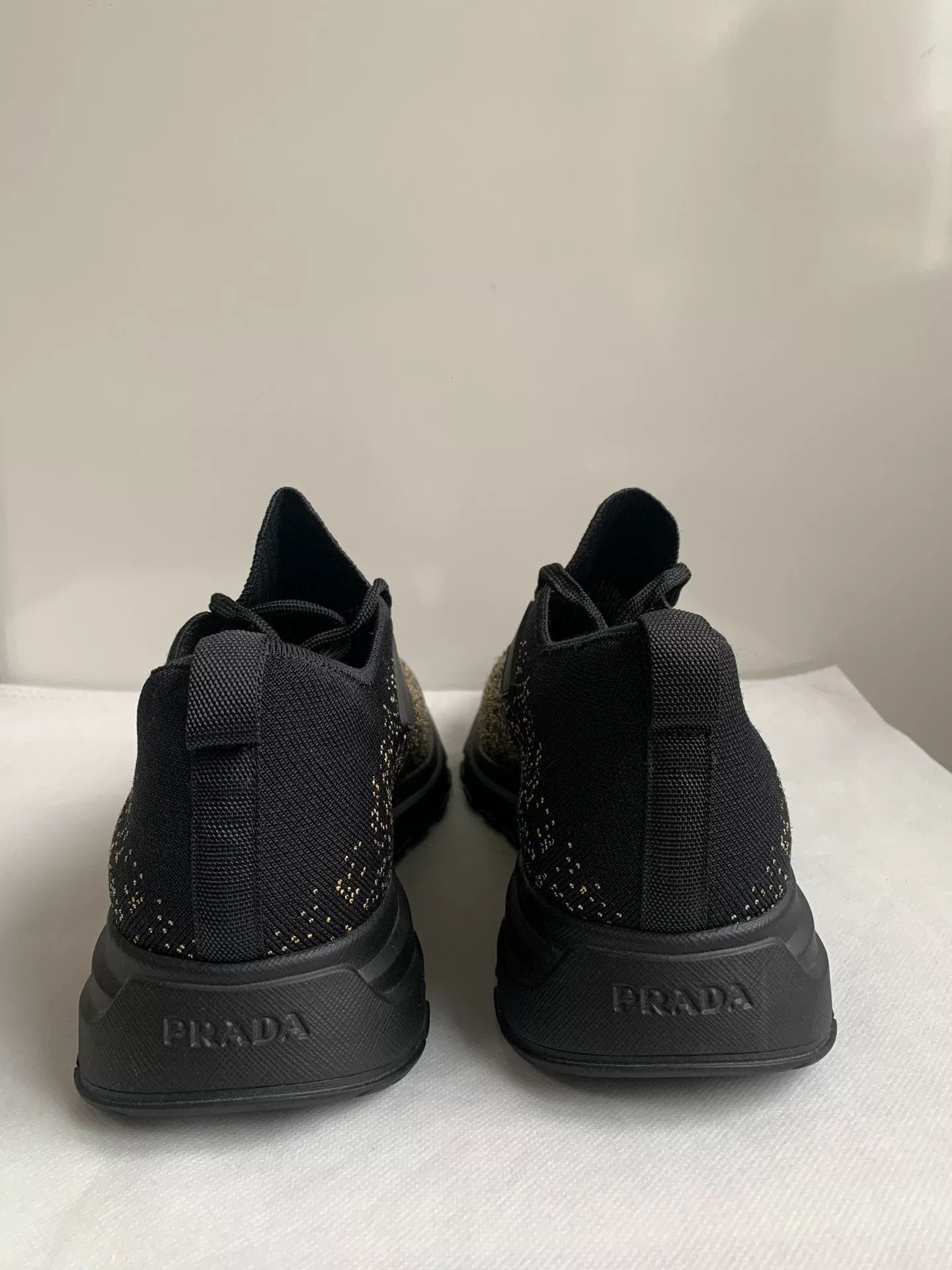 Prada Prada Black Gold Woven Low-Top Sneakers Size US 9.5 / EU 42-43 - 5 Thumbnail