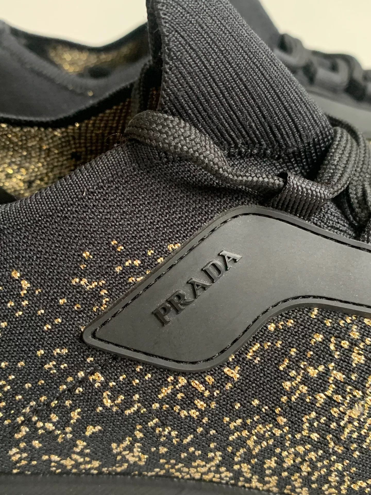 Prada Prada Black Gold Woven Low-Top Sneakers Size US 9.5 / EU 42-43 - 4 Thumbnail