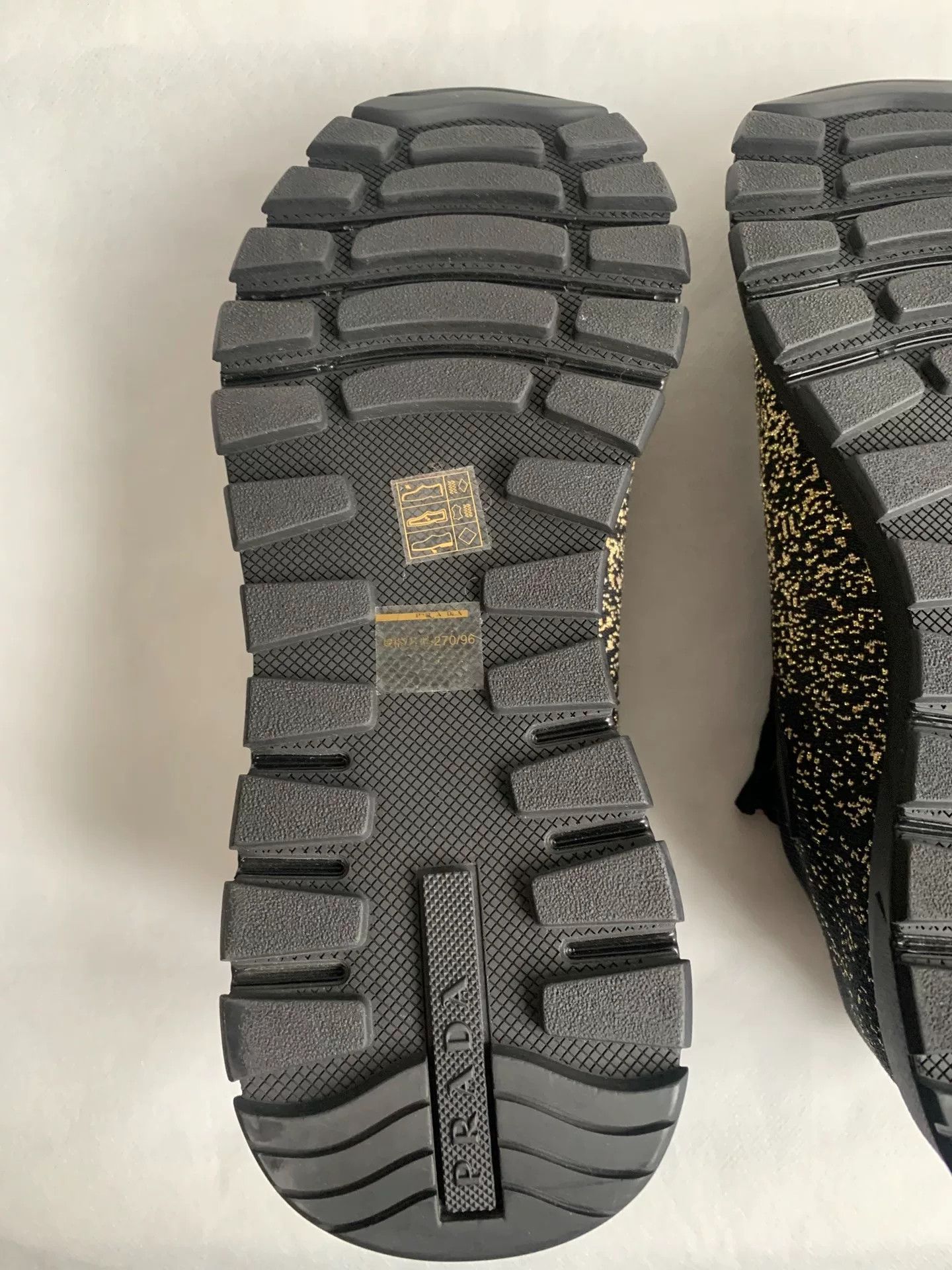 Prada Prada Black Gold Woven Low-Top Sneakers Size US 9.5 / EU 42-43 - 8 Thumbnail
