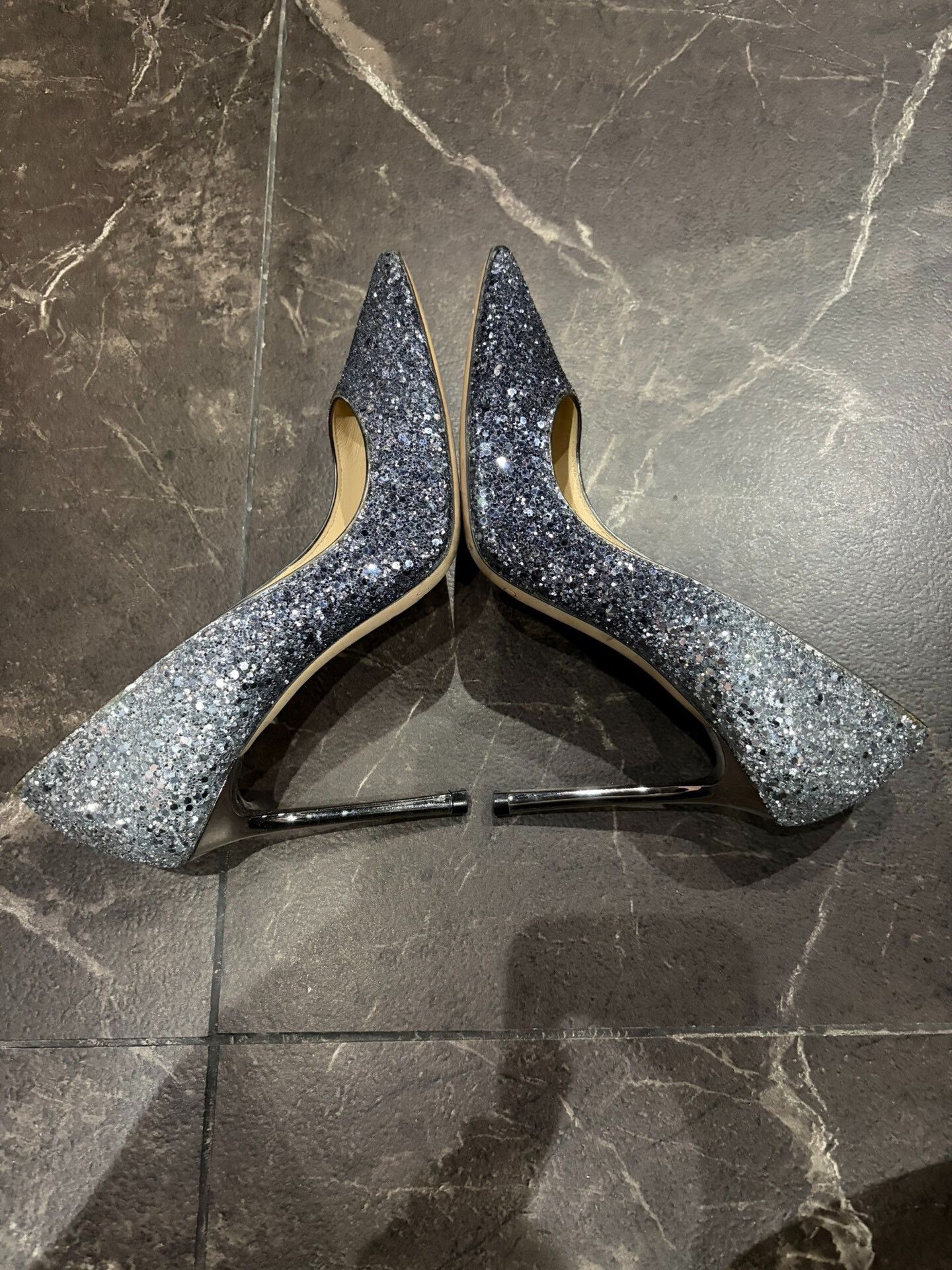 Jimmy Choo Jimmy Choo Romy Women's Silver Heels Size US 5 / IT 35 - 3 Thumbnail