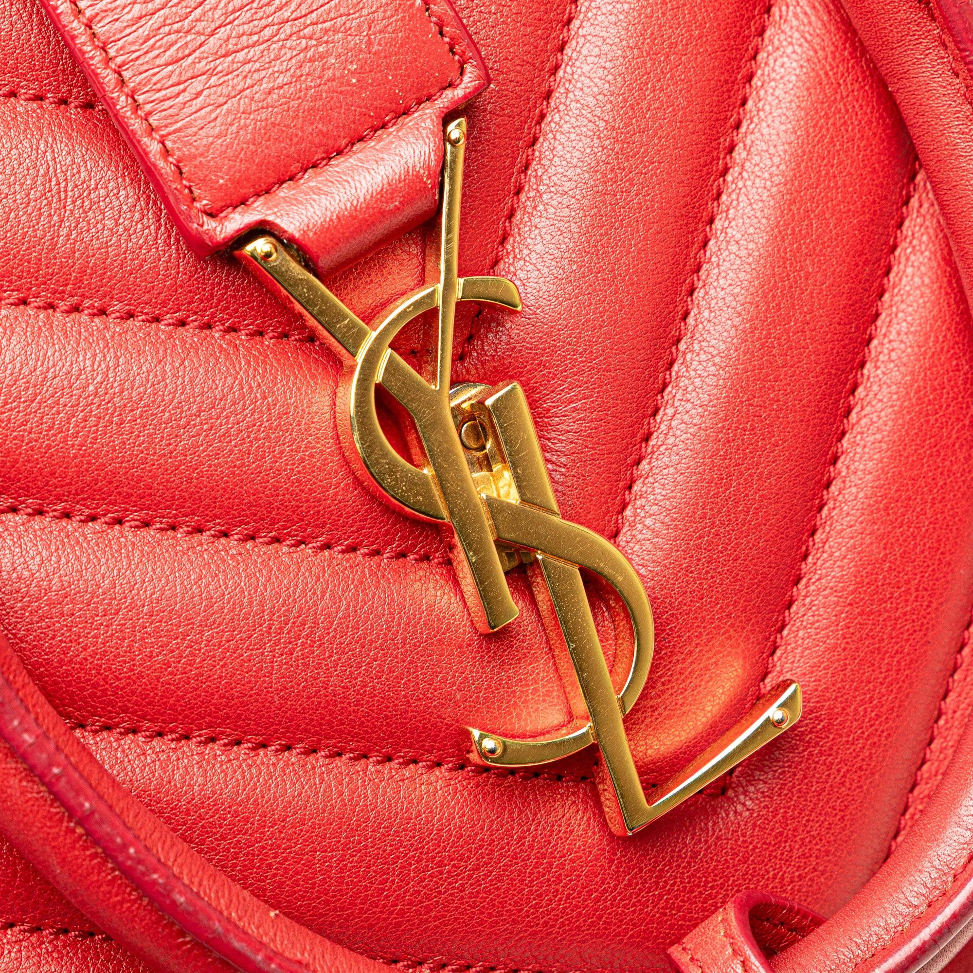 Saint Laurent Paris Small Chevron Calfskin Monogram Cabas Satchel Size ONE SIZE - 8 Thumbnail