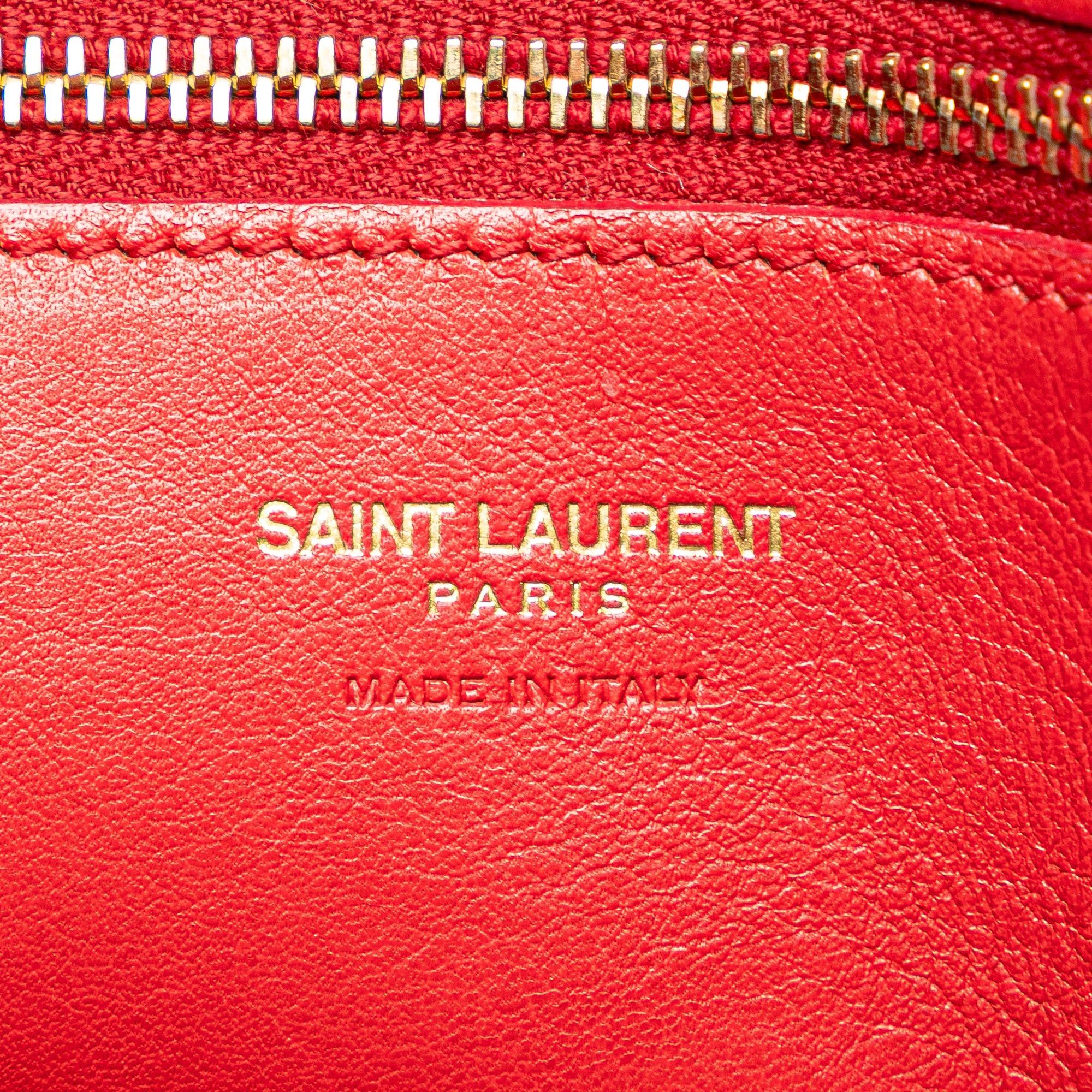 Saint Laurent Paris Small Chevron Calfskin Monogram Cabas Satchel Size ONE SIZE - 5 Thumbnail