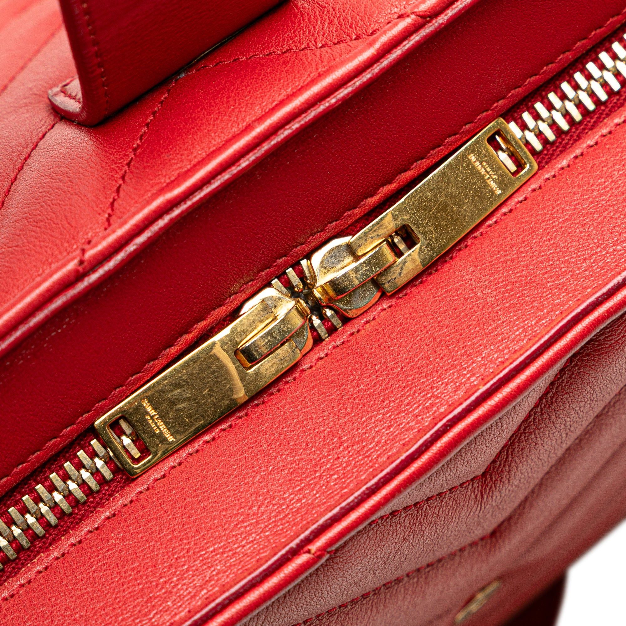 Saint Laurent Paris Small Chevron Calfskin Monogram Cabas Satchel Size ONE SIZE - 7 Thumbnail