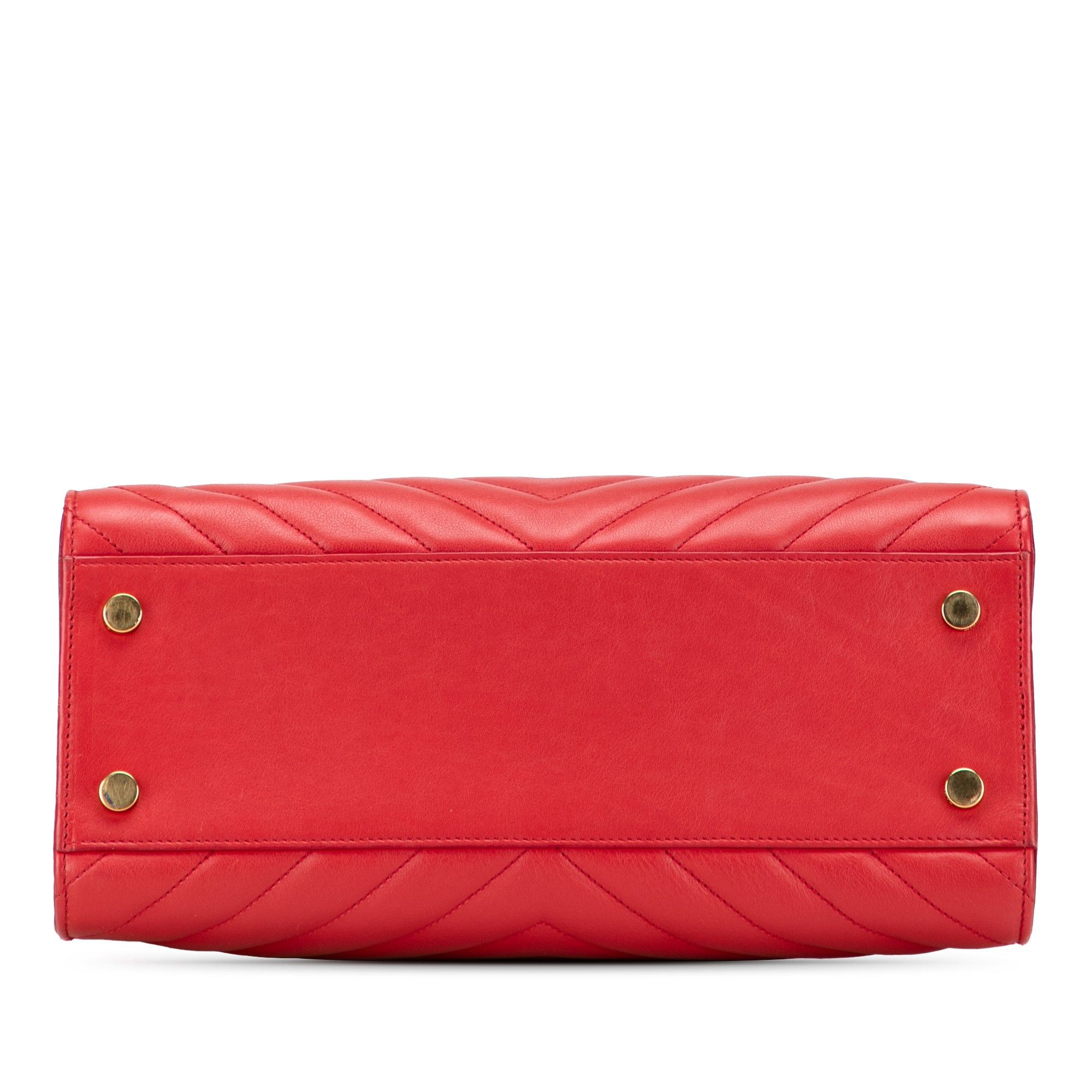 Saint Laurent Paris Small Chevron Calfskin Monogram Cabas Satchel Size ONE SIZE - 3 Thumbnail