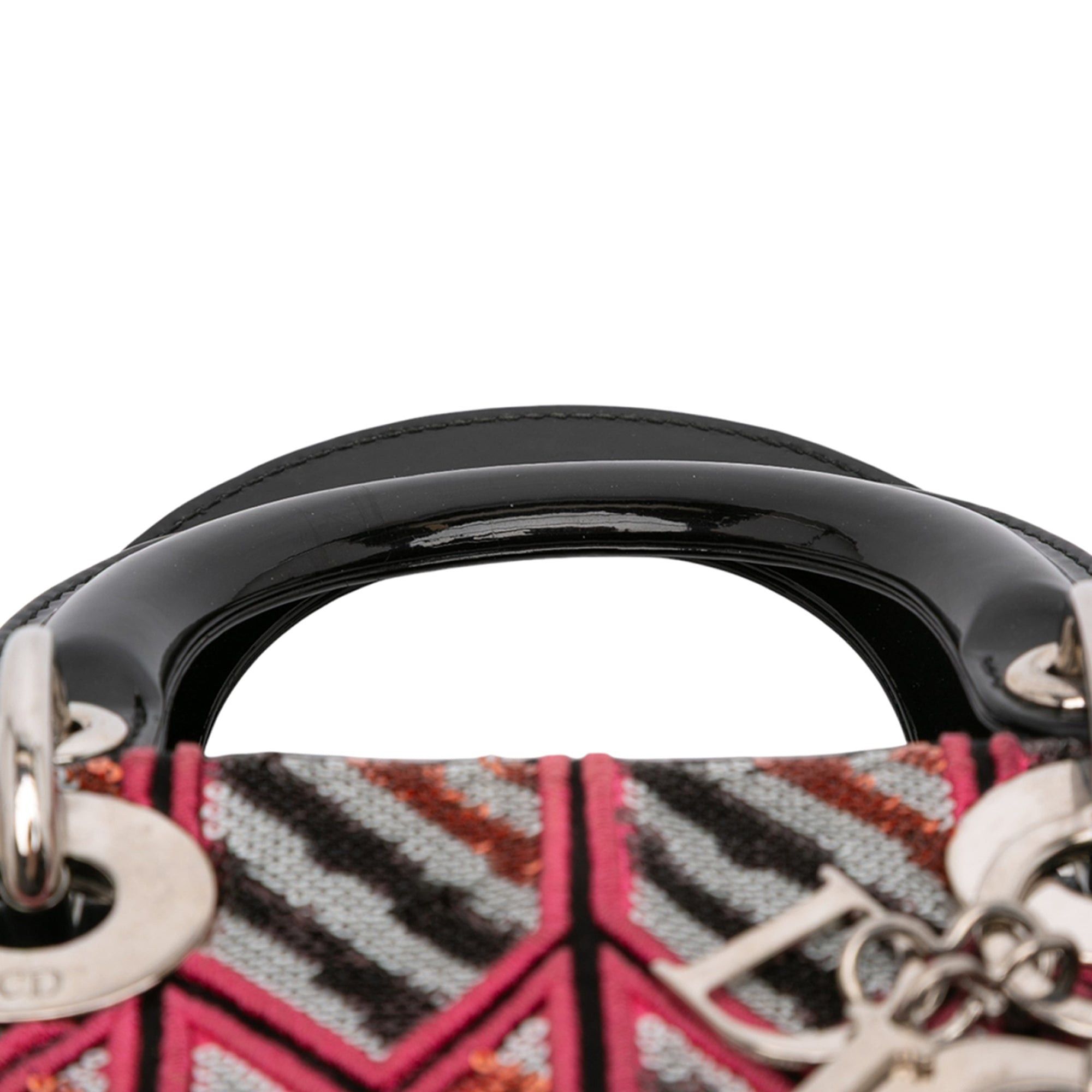 Dior Mini Patent Sequined Lady Dior Size ONE SIZE - 9 Thumbnail