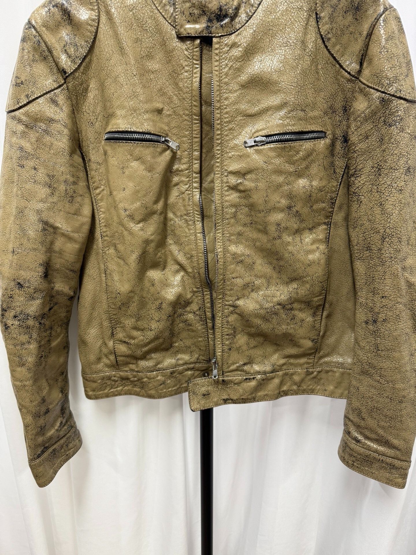 Maison Margiela Maison Margiela Leather Painted Crackle Biker Jacket Size US M / EU 48-50 / 2 - 4 Thumbnail