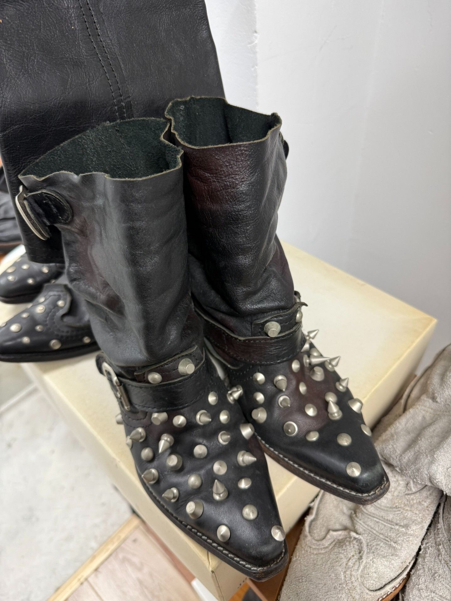 Junya Watanabe Junya Watanabe 06AW Distressed Studded Boots Size US 6 / IT 36 - 4 Thumbnail