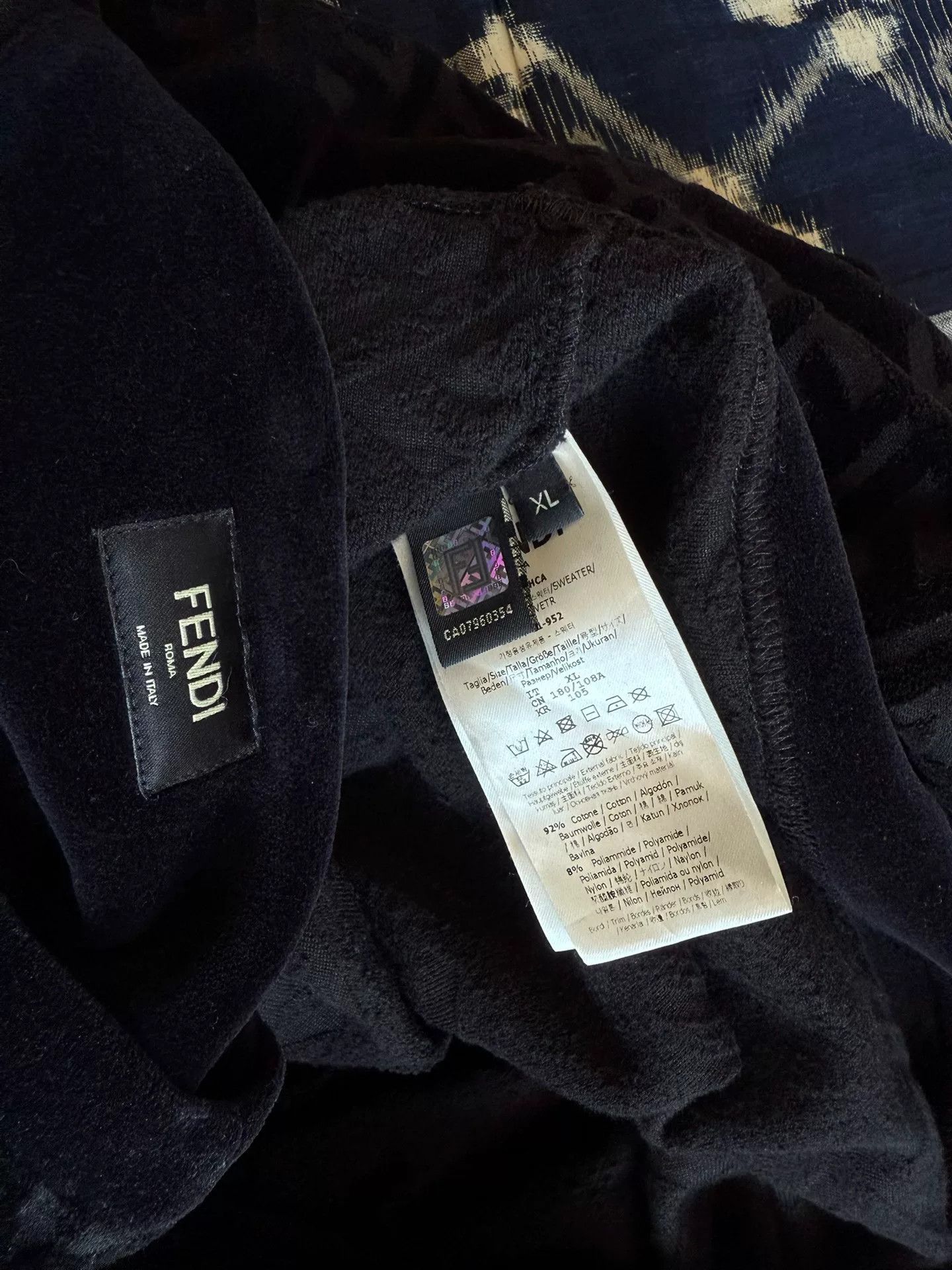 Fendi Fendi Black Velvet FF Print Pullover Hoodie Size US XL / EU 56 / 4 - 9 Thumbnail