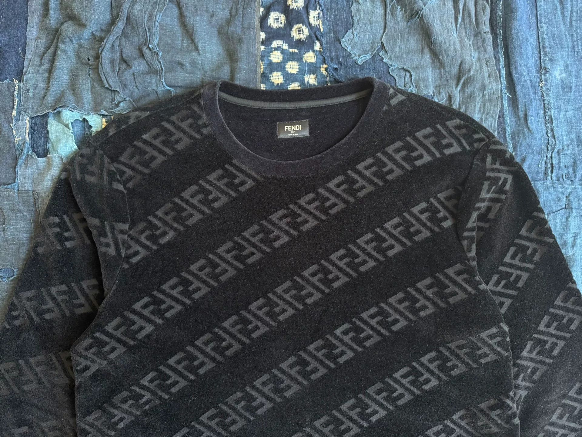 Fendi Fendi Black Velvet FF Print Pullover Hoodie Size US XL / EU 56 / 4 - 3 Thumbnail