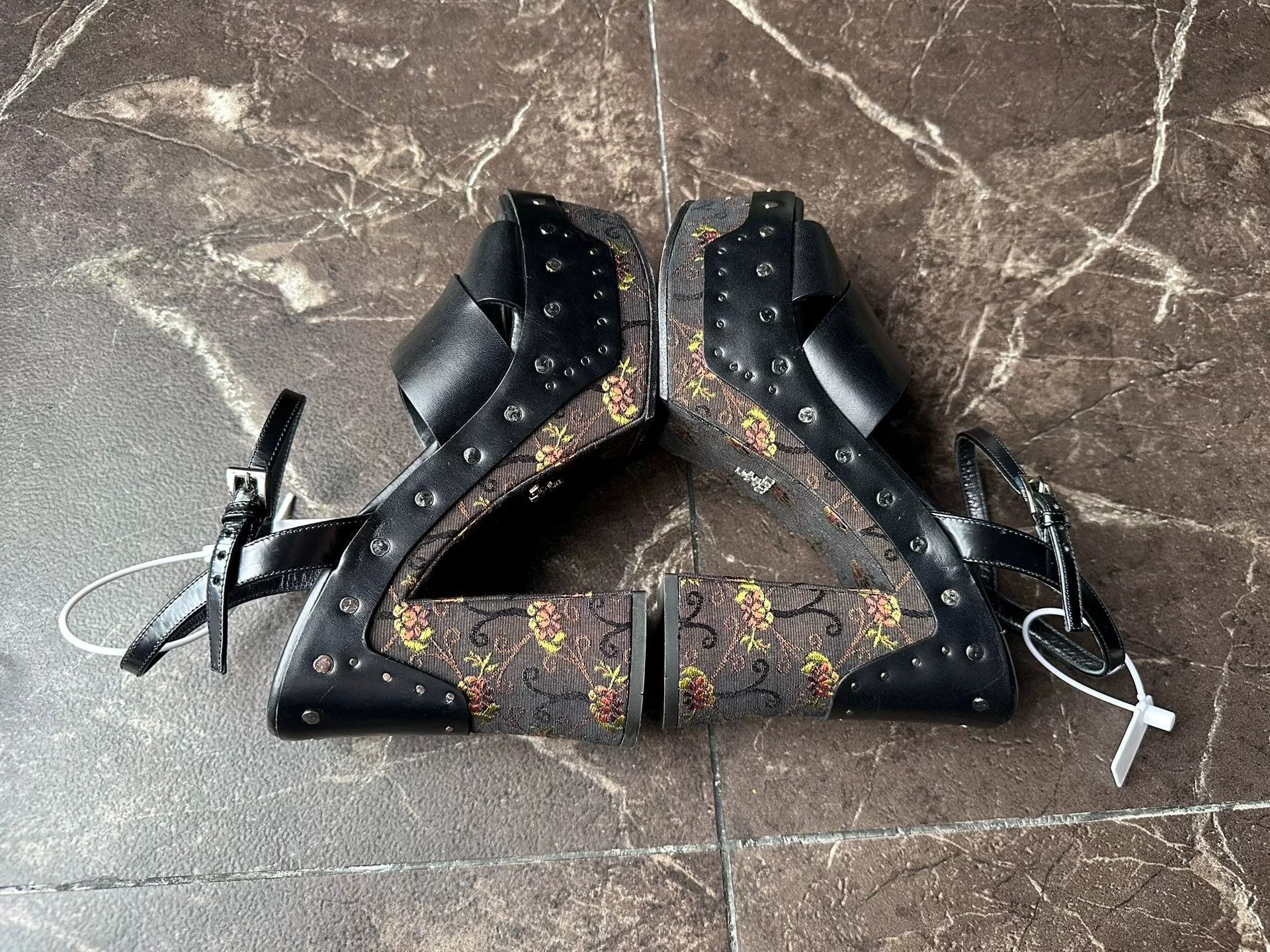 Prada Prada Runway Women's Chunky Heel Floral Shoes Size US 6 / IT 36 - 4 Thumbnail