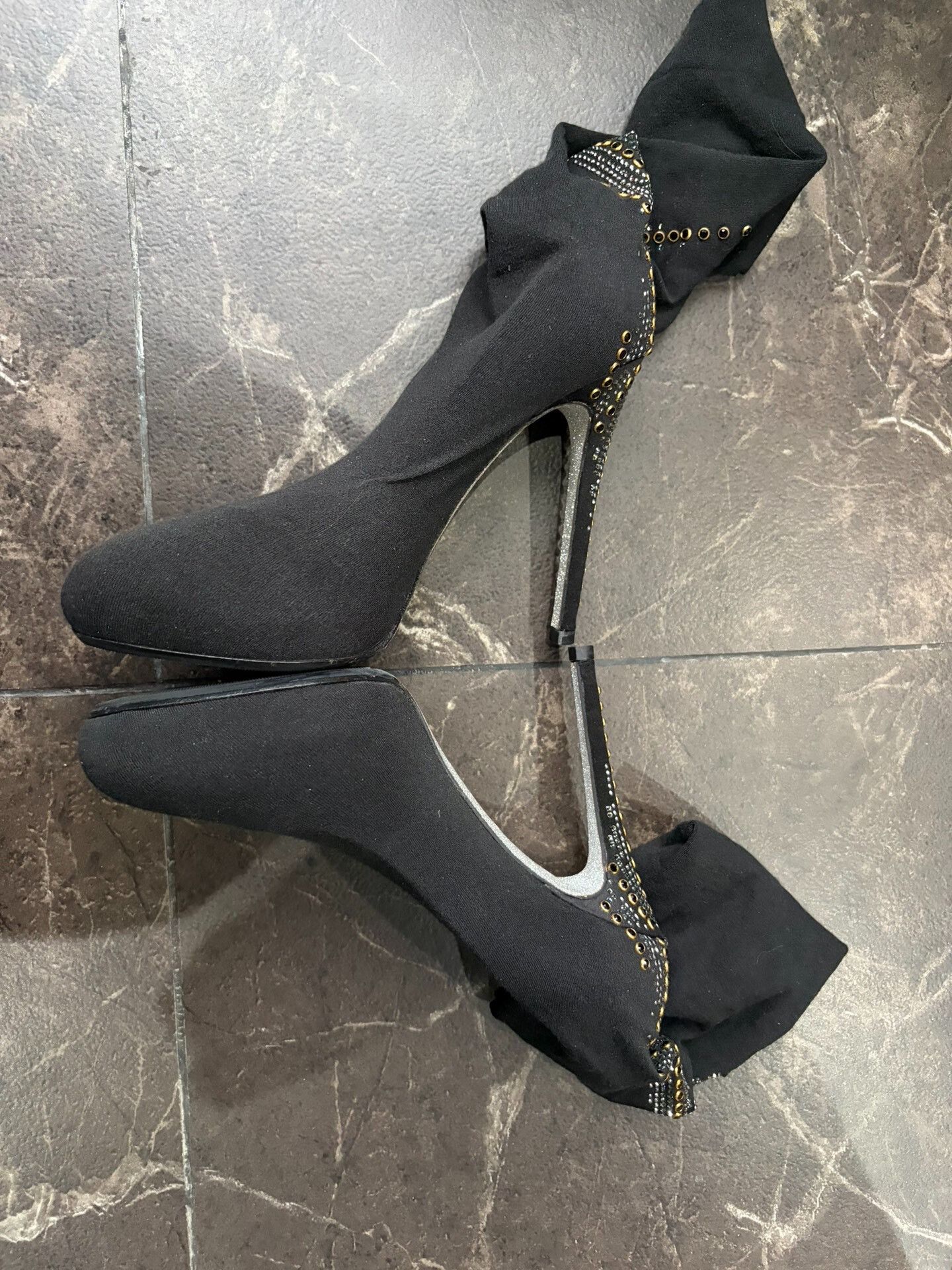 Rene Caovilla Rene Caovilla Black Diamond High-Heel Boots Size US 6 / IT 36 - 3 Thumbnail