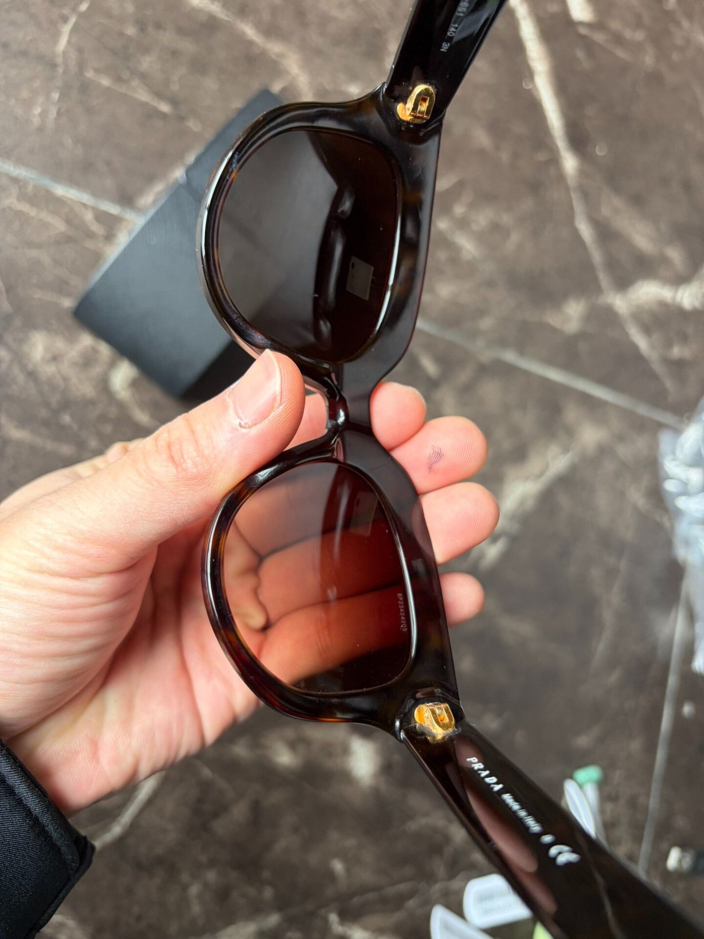 Prada Prada Tortoiseshell Logo Sunglasses Size ONE SIZE - 3 Thumbnail