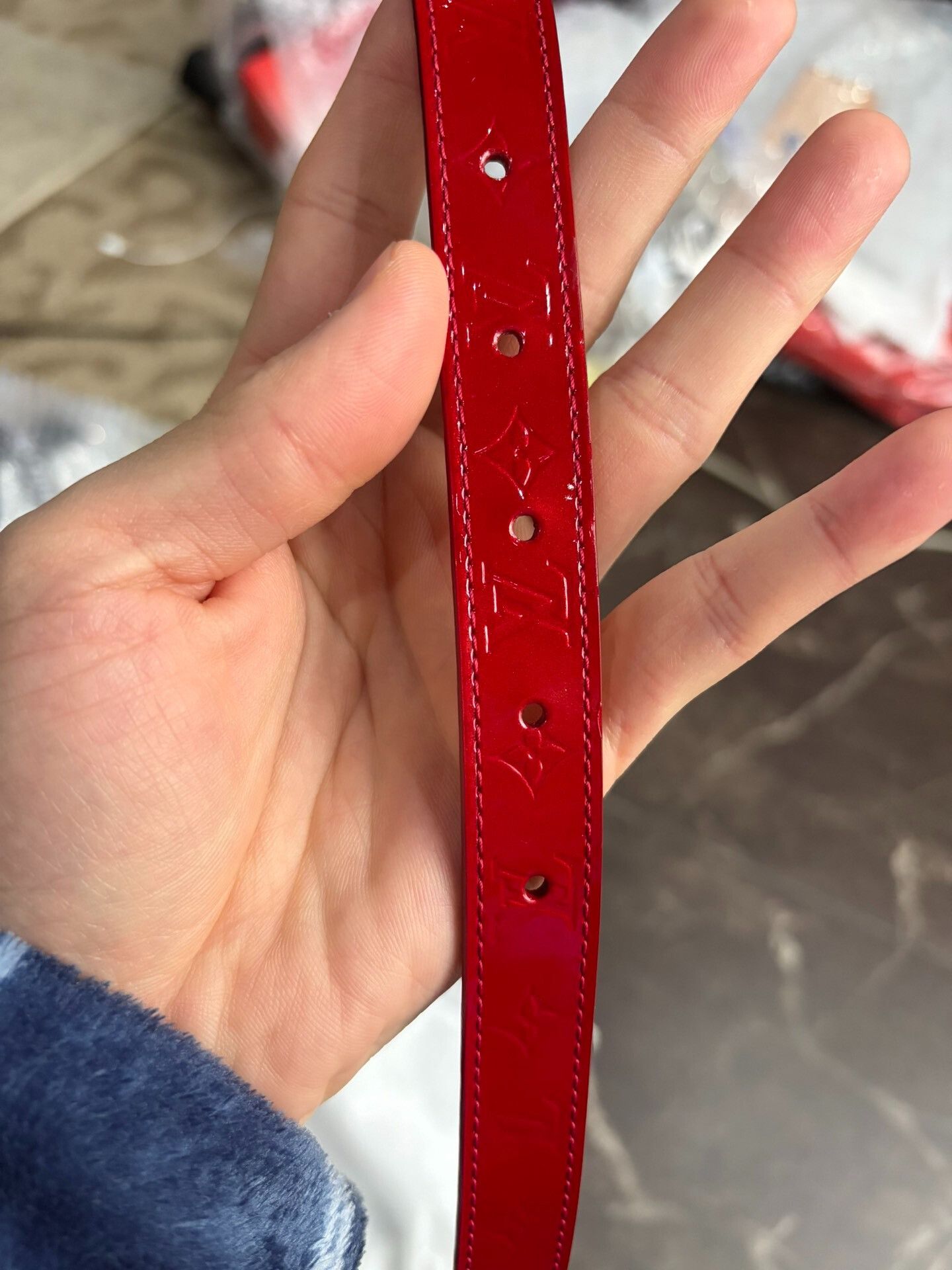 Louis Vuitton LV Red Patent Leather Women's Belt Size ONE SIZE - 7 Thumbnail