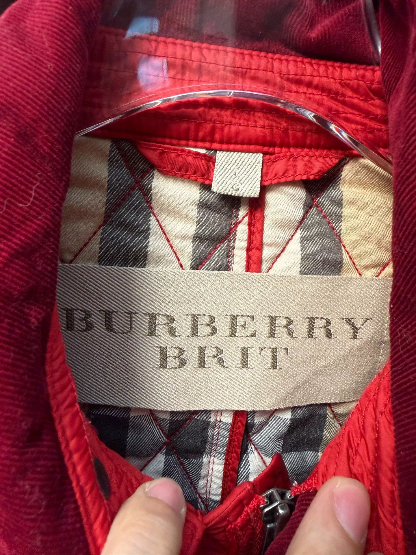 Burberry Burberry Brit Red Quilted Cotton Jacket Size US L / EU 52-54 / 3 - 3 Thumbnail