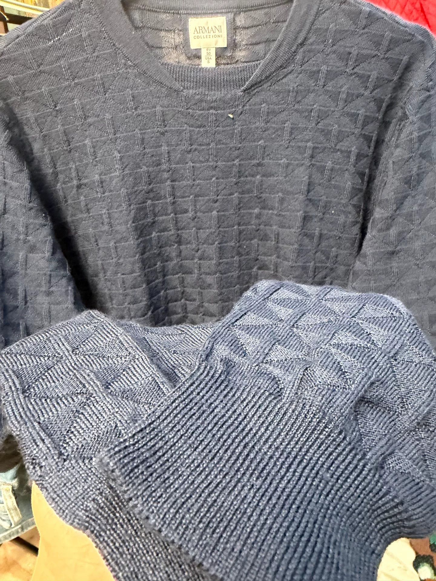 Armani Collezioni Armani Collezioni Men's Navy Wool Sweater Size US M / EU 48-50 / 2 - 3 Thumbnail