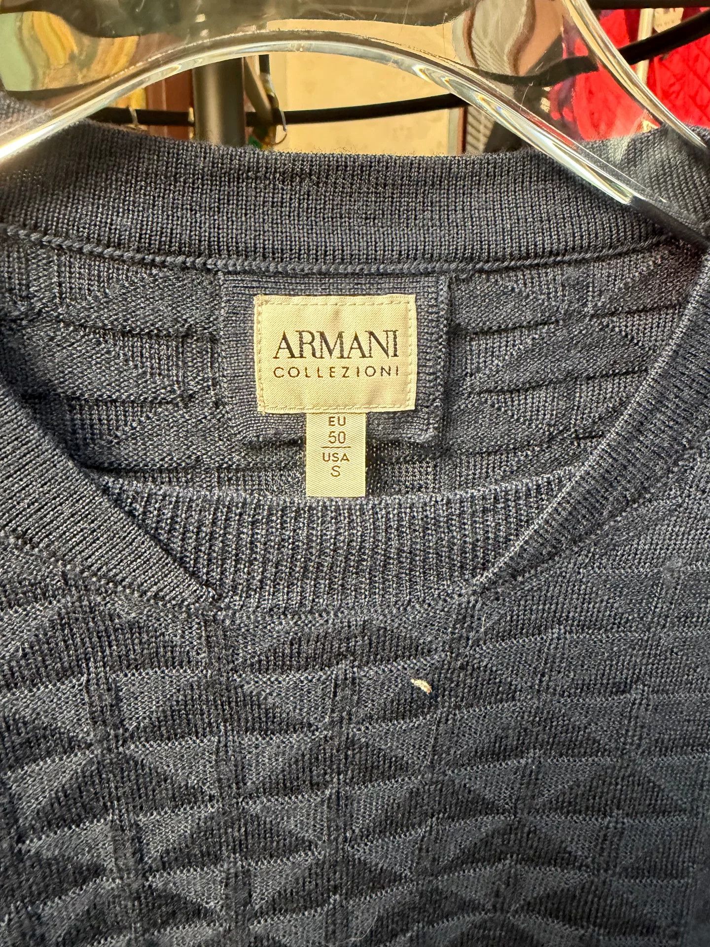 Armani Collezioni Armani Collezioni Men's Navy Wool Sweater Size US M / EU 48-50 / 2 - 2 Thumbnail
